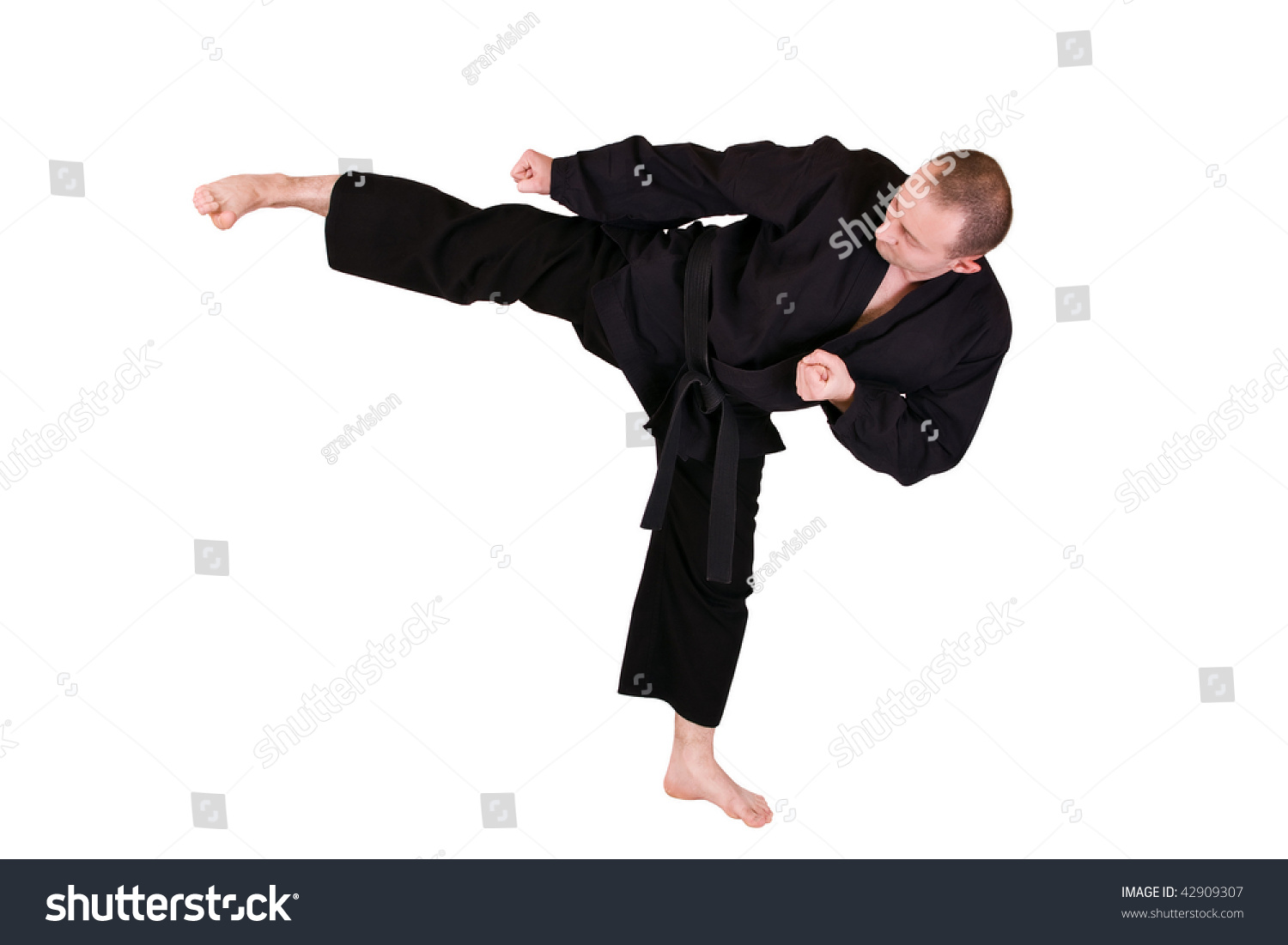 Young Martial Artist With His High Side Kick Stock Photo 42909307 ...