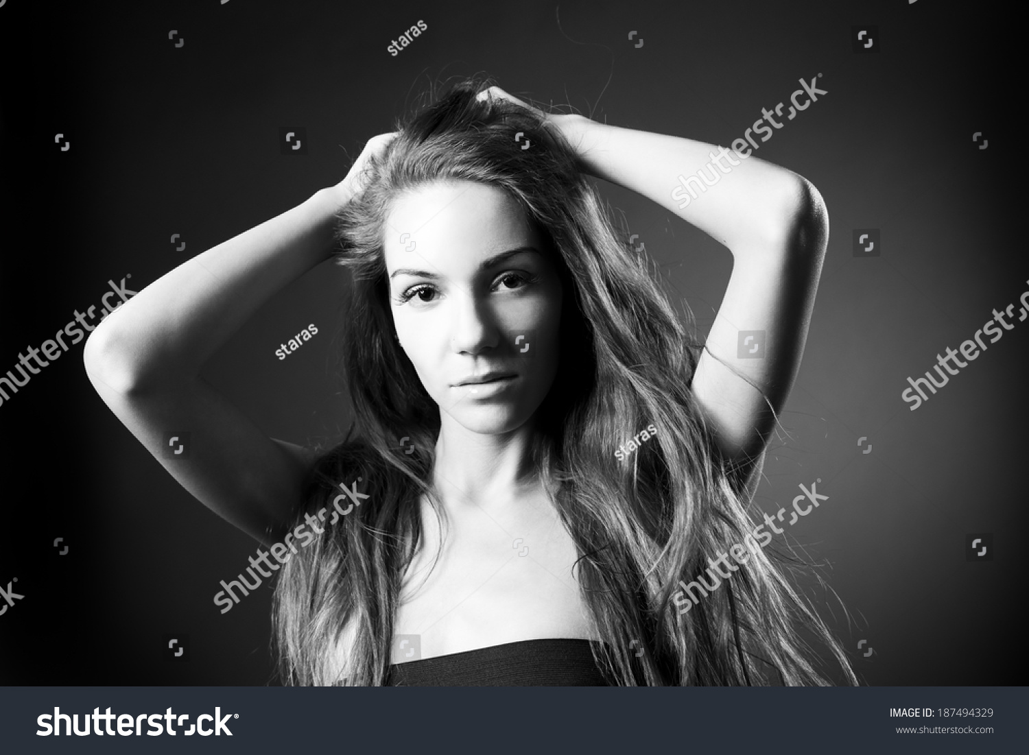 Young Naked Girl Studio Black White Stock Photo Edit Now