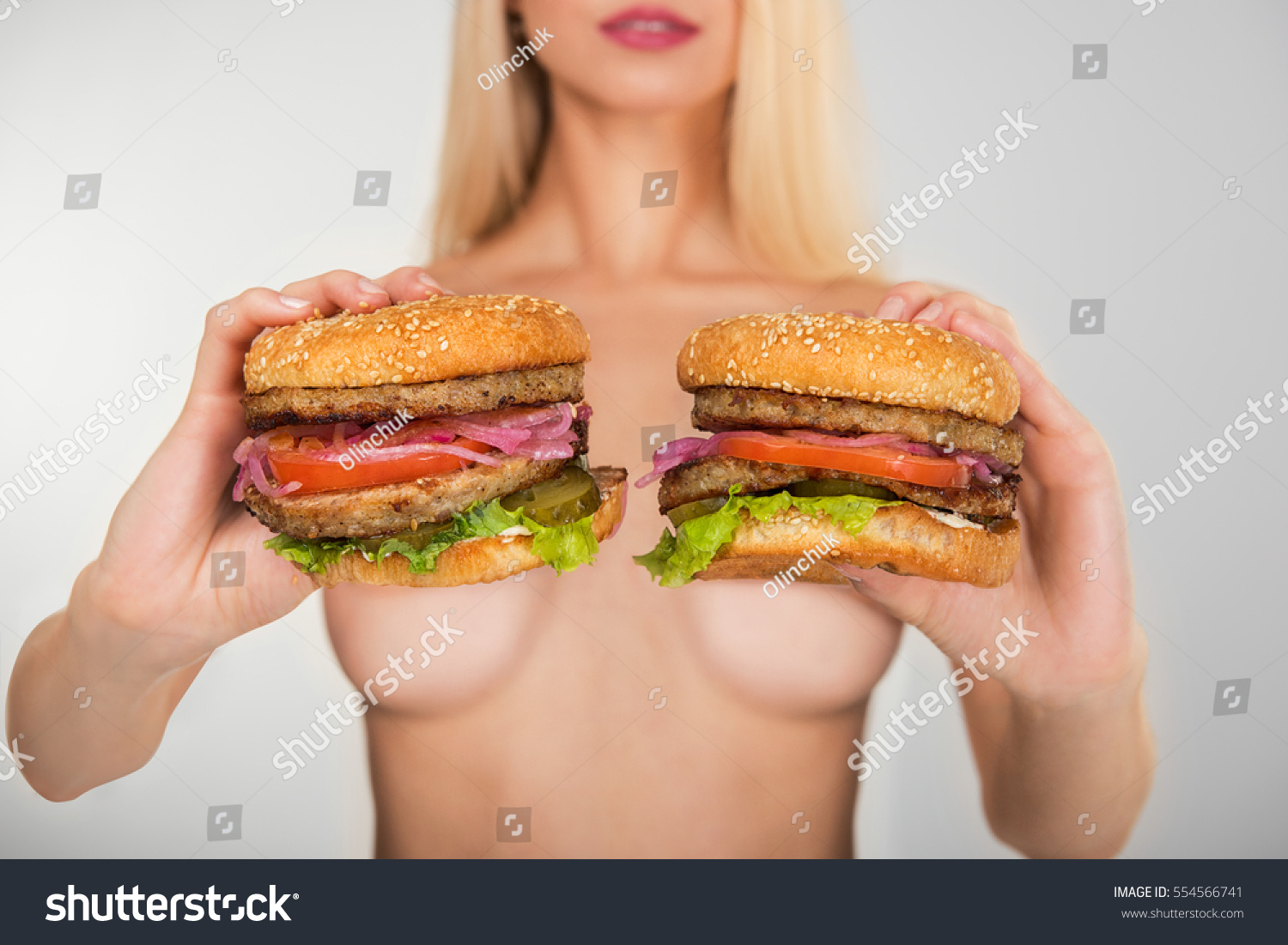 nude girl with burgers pictures & video