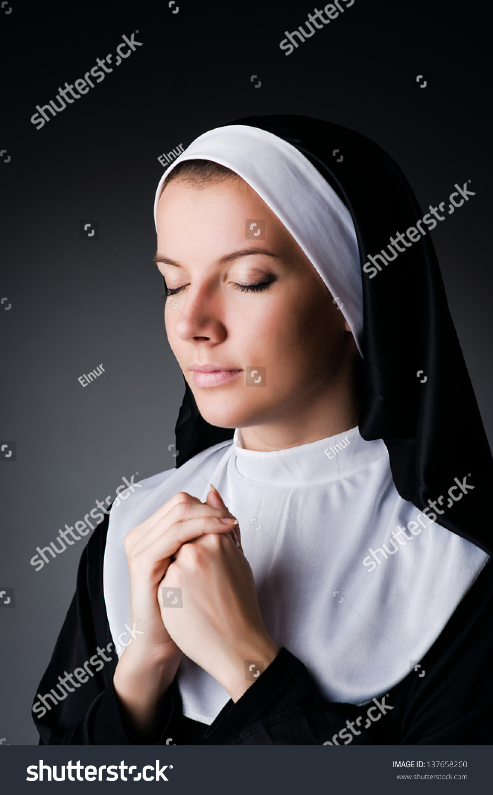 Young Nun In Religious Concept Stock Photo 137658260 : Shutterstock