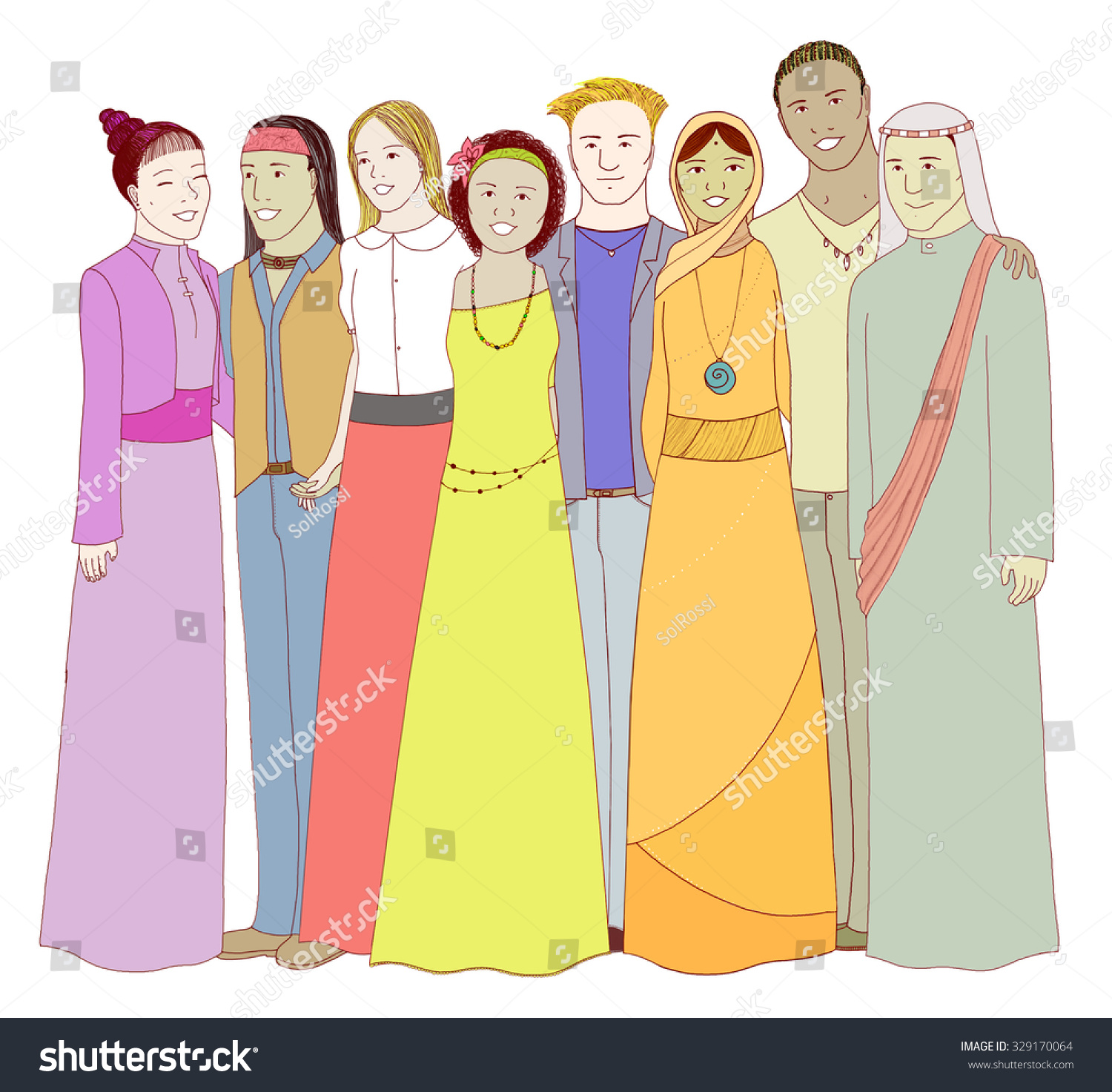 Young People Very Different Cultures Nationalities ภาพประกอบสต็อก 329170064 6871