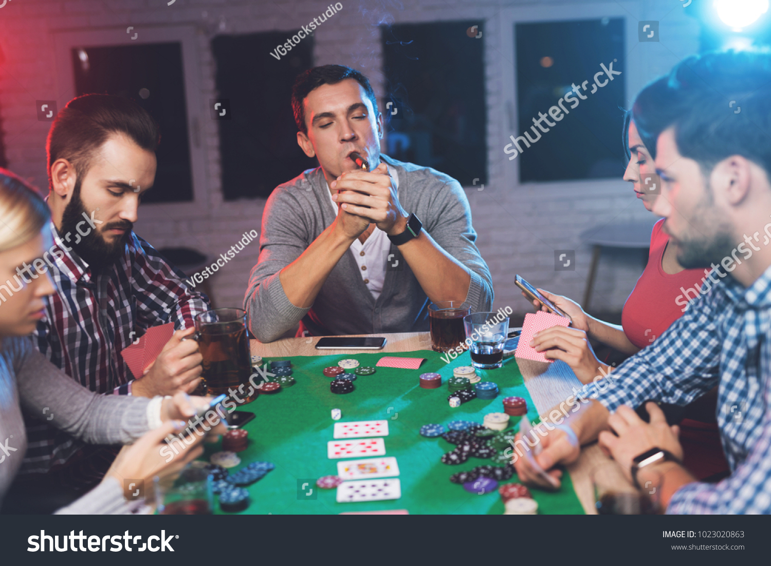 Young People Play Poker Table On Stock Photo Edit Now