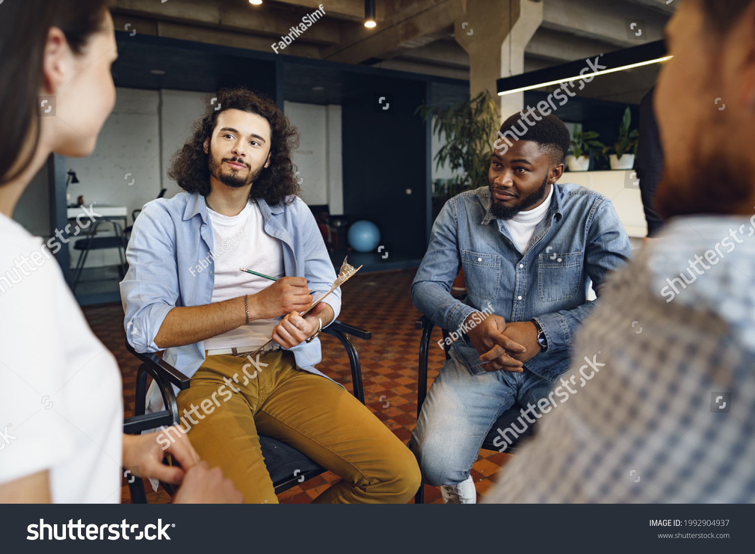 Young People Sitting Circle Having Discussion Stock Photo 1992904937 ...