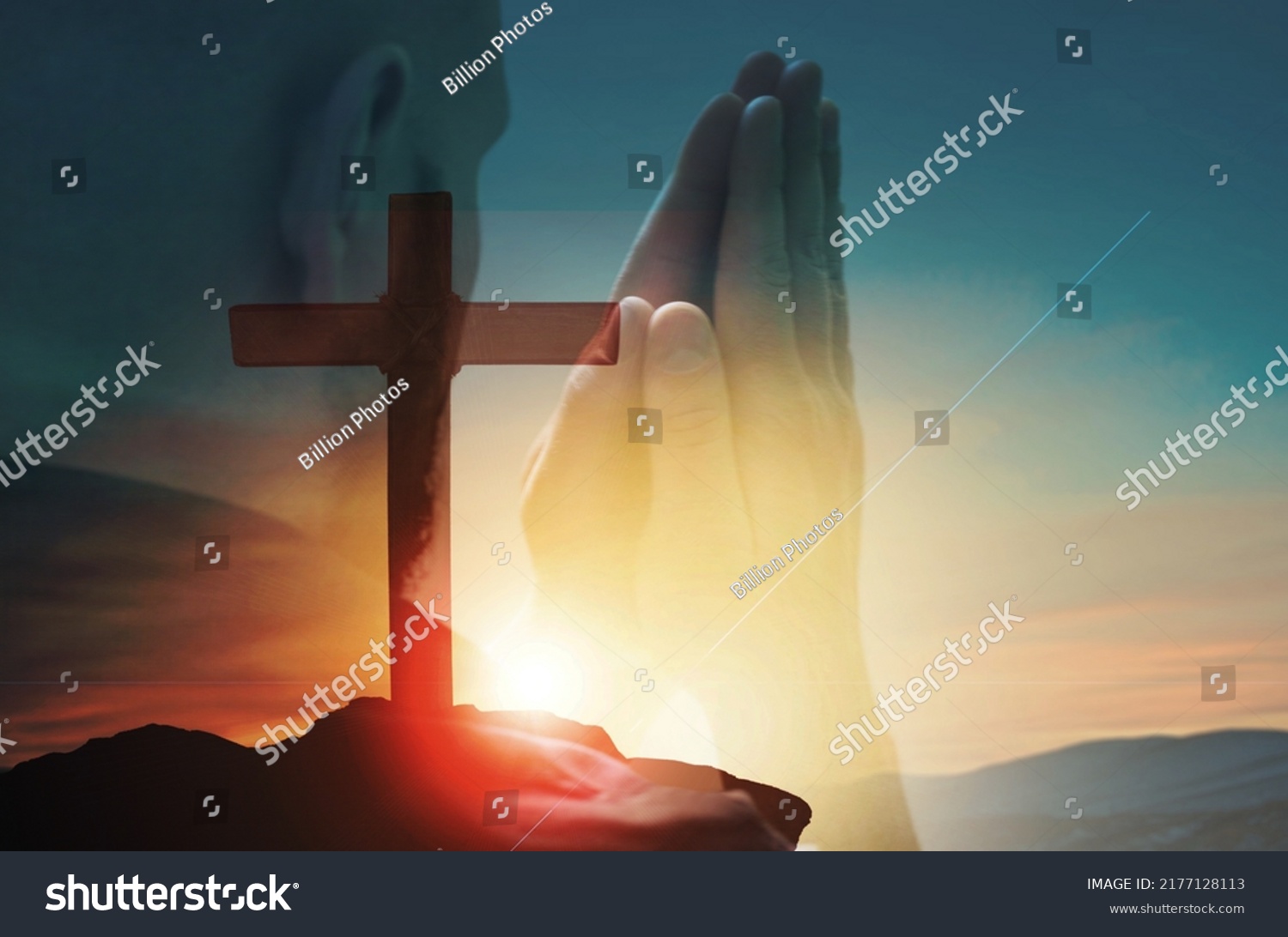 Young Person Praying Silhouette Jesus Christ Stock Photo 2177128113 ...