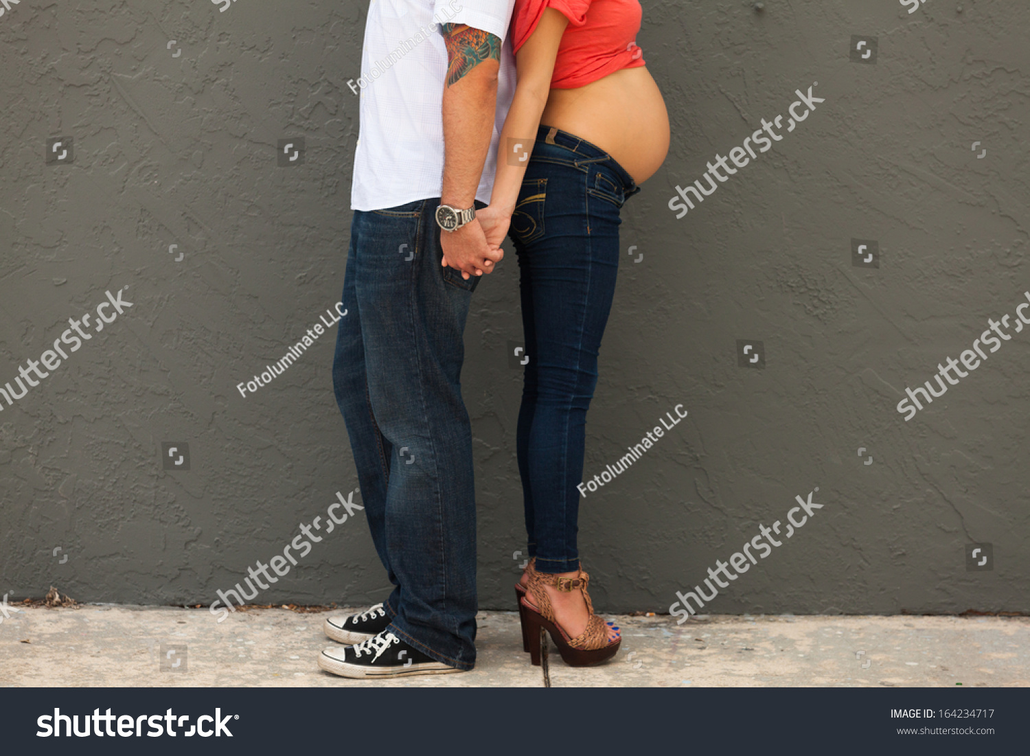 Young Pregnant Couple Loving Pose Stock Photo 164234717 - Shutterstock