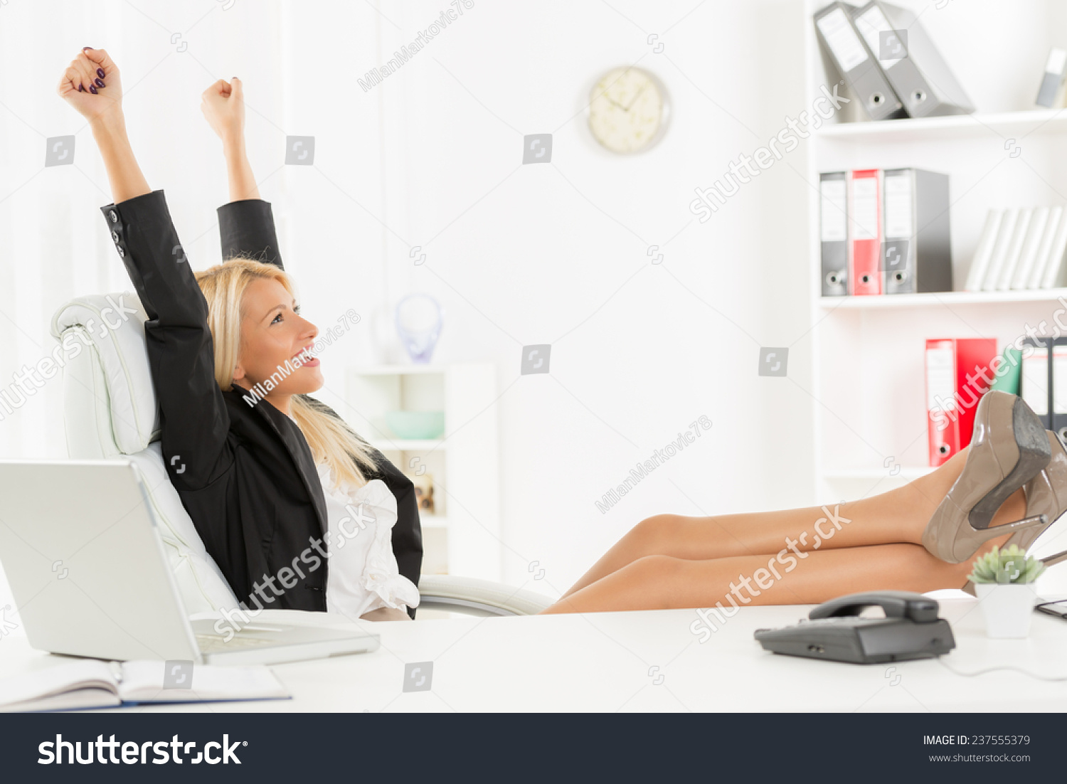 Young Pretty Blonde Woman Office Sitting Stock Photo Edit Now