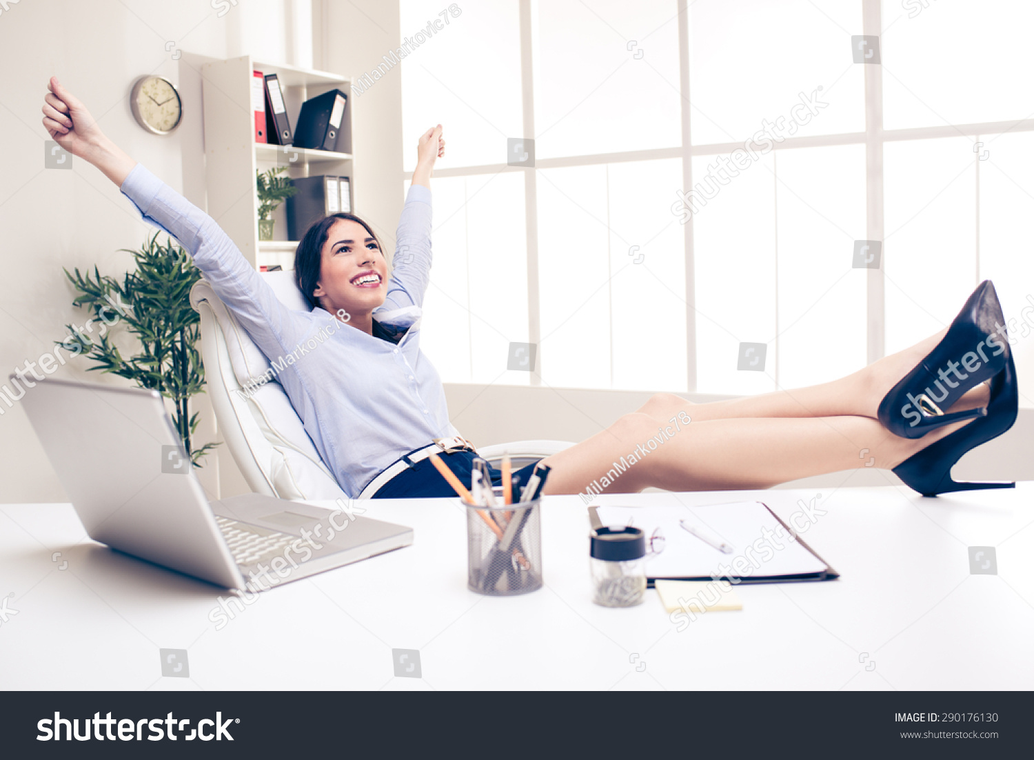Young Pretty Businesswoman Office Sitting Office Stock Photo Edit