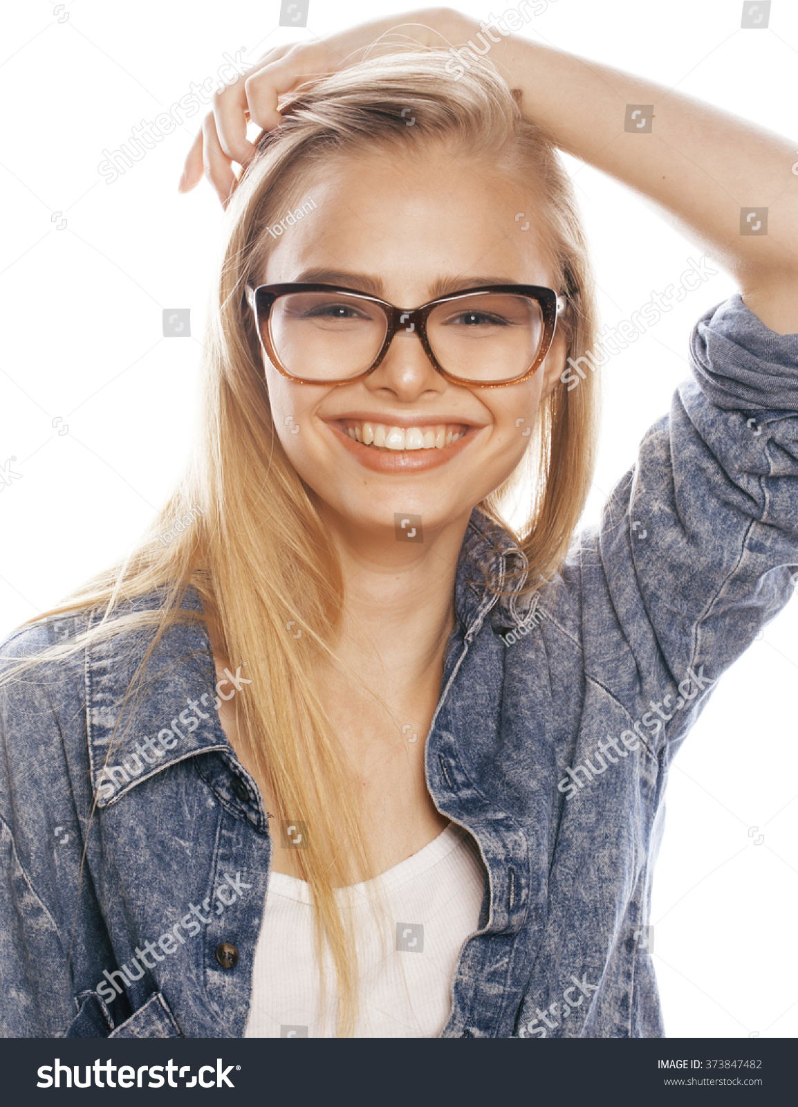 Young Pretty Girl Teenager Glasses On Stock Photo 373847482 - Shutterstock