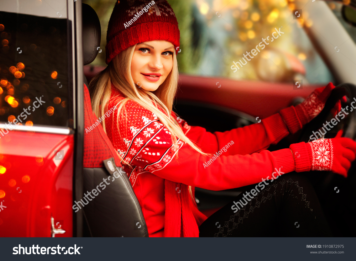 Rayons de soleil !  - Page 16 Stock-photo-young-pretty-snow-maiden-on-the-background-of-festive-decorations-and-a-red-car-with-gifts-and-1910872975