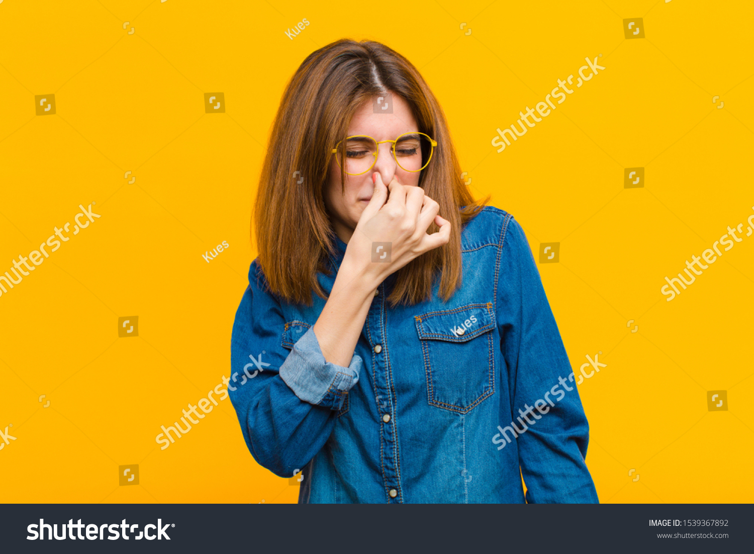 16 491 Bad Smell Women Images Stock Photos Vectors Shutterstock   Stock Photo Young Pretty Woman Feeling Disgusted Holding Nose To Avoid Smelling A Foul And Unpleasant Stench 1539367892 