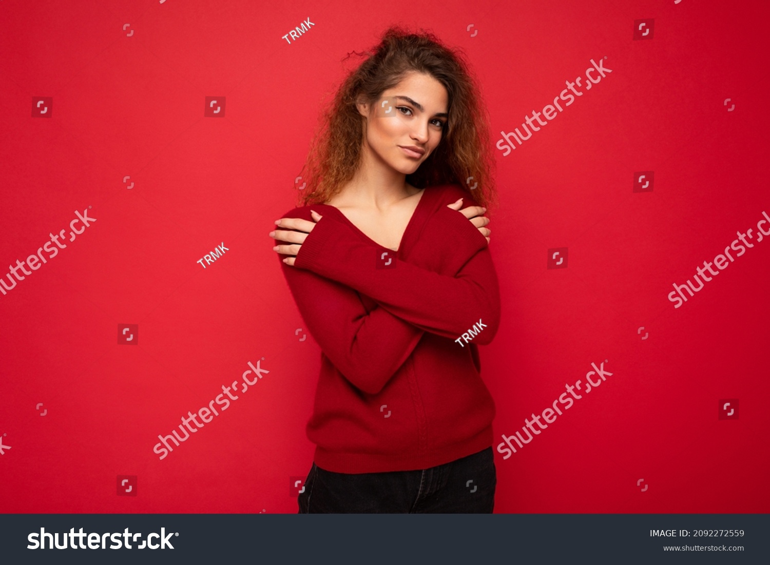 Young Sexy Beautiful Curly Brunet Woman Stock Photo 2092272559 ...