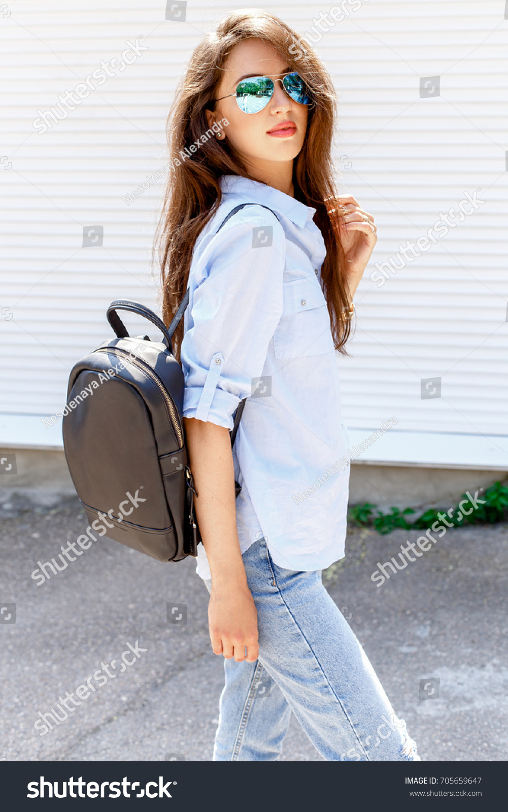 Young Stylish Beautiful Woman Wearing Blue Stock Photo Edit Now