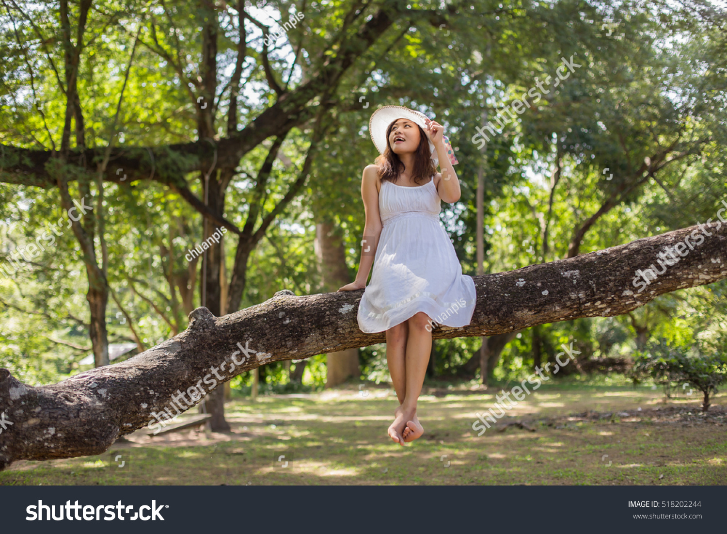 Young Teen Girl Sitting On Tree Stock Photo 518202244 | Shutterstock