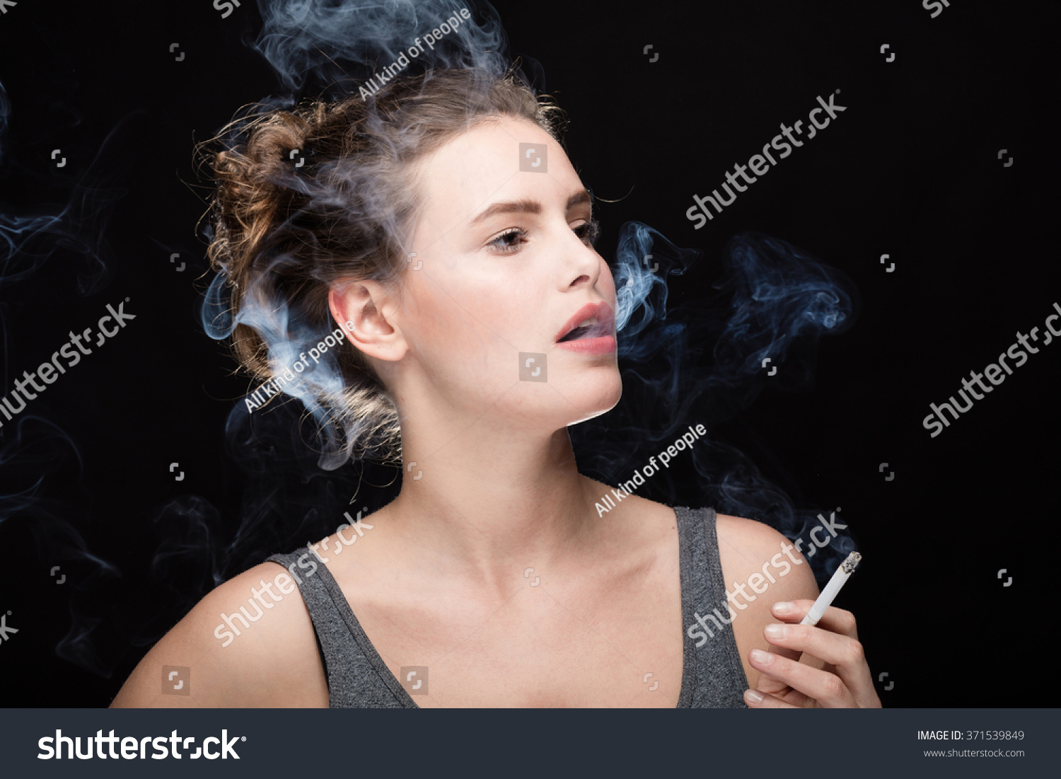 Wife smoking and blowing