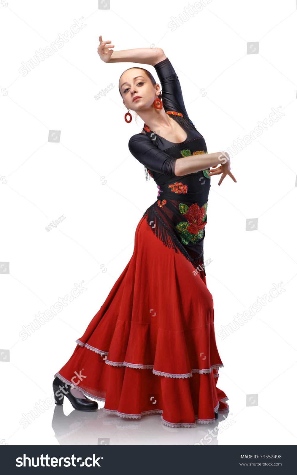 Young Woman Dancing Flamenco Castanets Isolated Stock Photo 79552498 ...