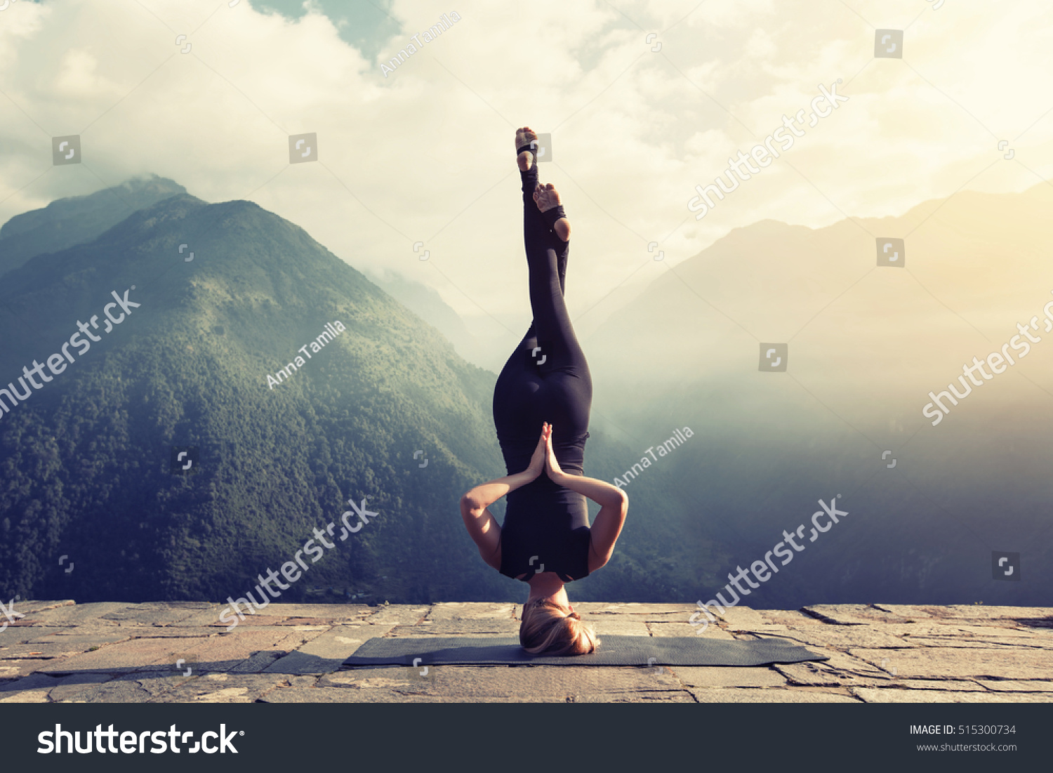 Young Woman Doing Complex Yoga Exercise Stock Photo (Edit Now) 515300734