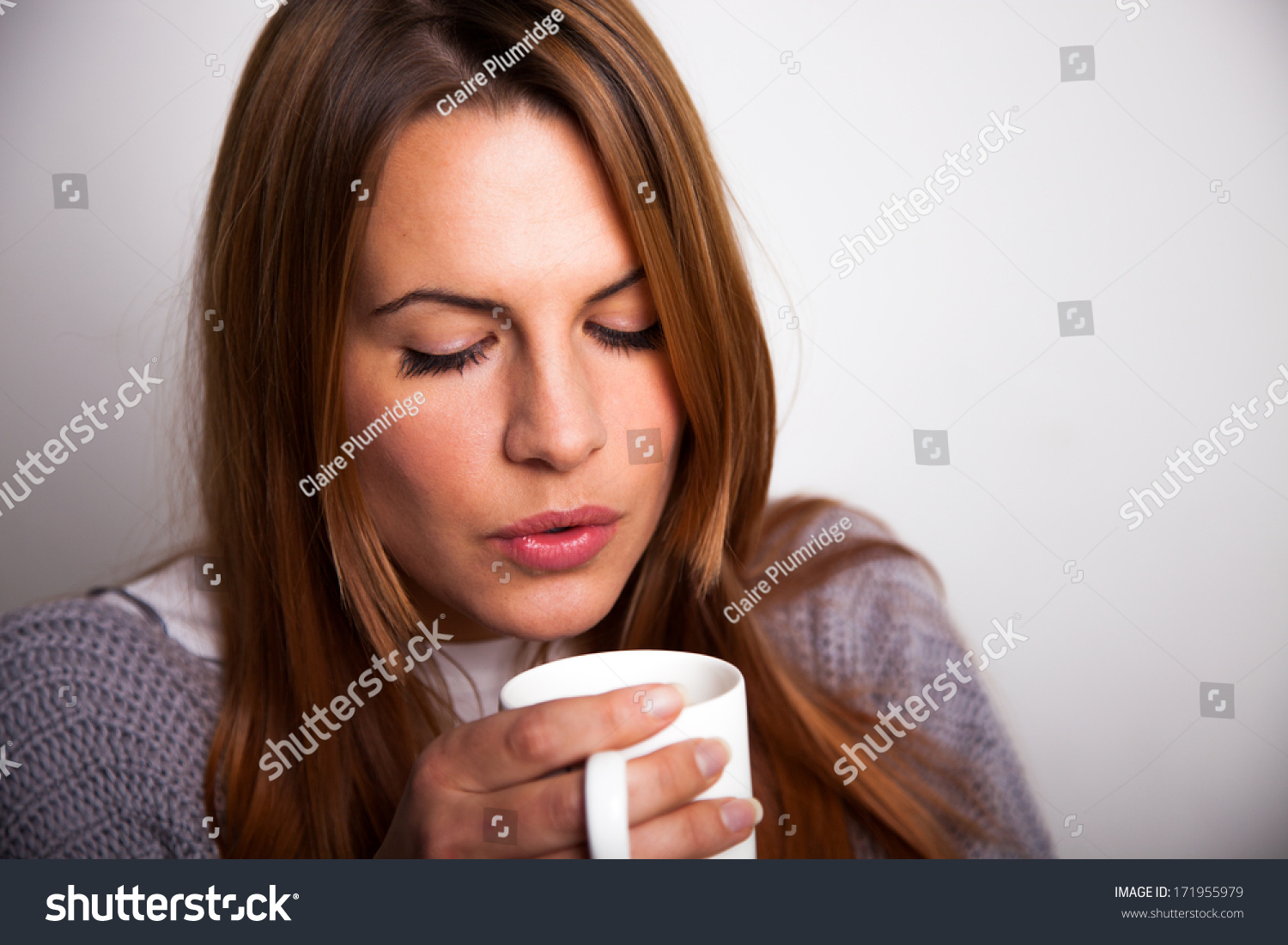 Young Woman Drinking Hot Cup Maybe Stock Photo Edit Now