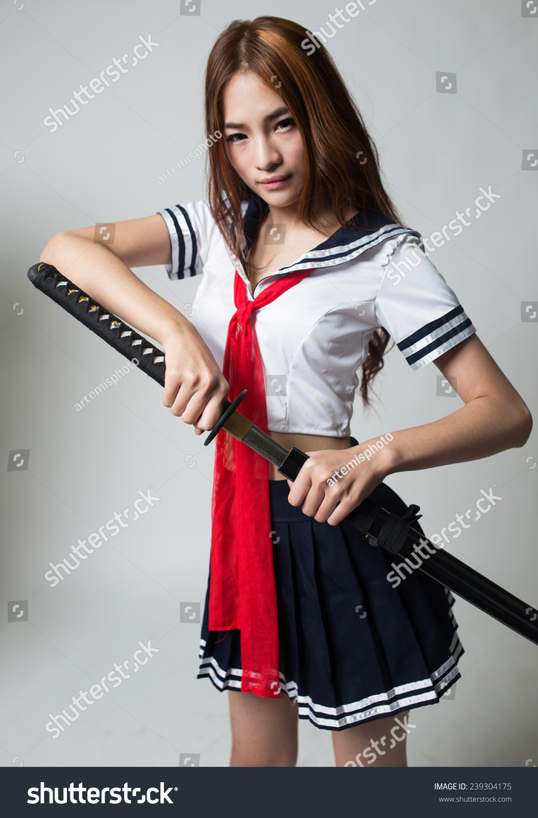 Young Woman Japanese Anime Cosplay Holding Stock Photo Edit Now 239304175