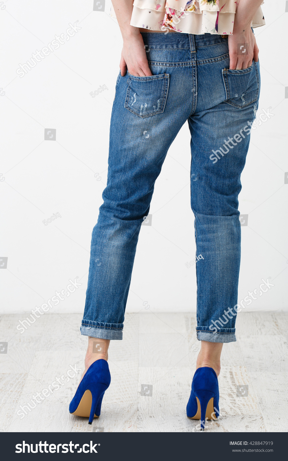 blue suede shoes and jeans