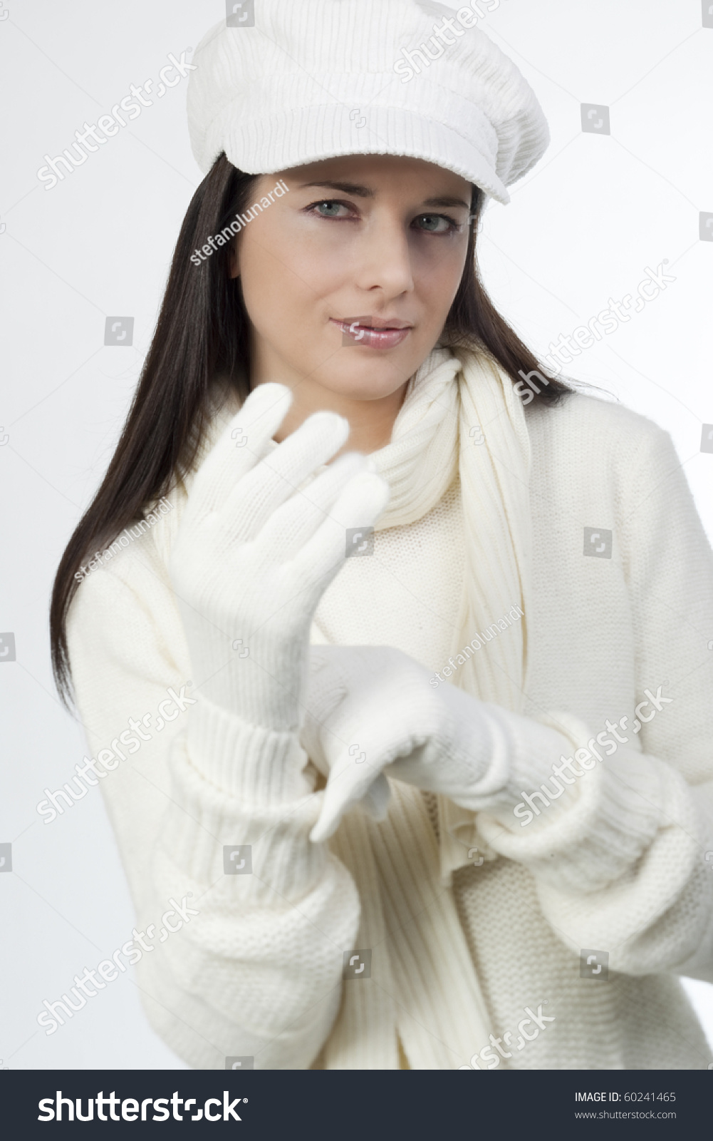 Young Woman Soft White Sweater Cap Stock Photo 60241465 - Shutterstock