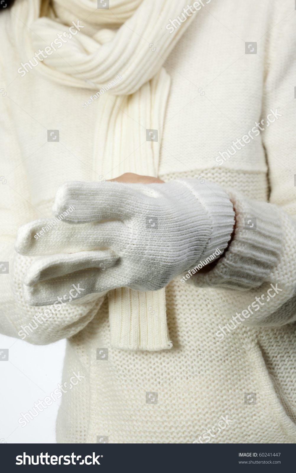 Young Woman Soft White Sweater Wearing Stock Photo 60241447 ...