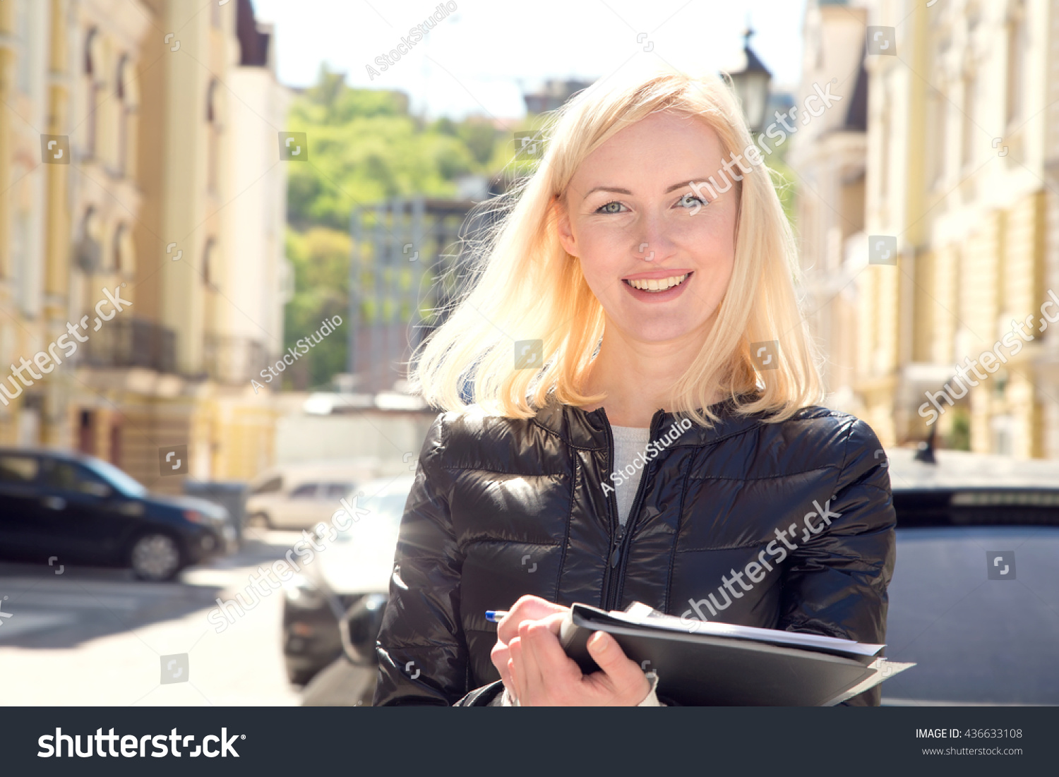 Young Woman Insurance Agent Sales Agent Stock Photo ...