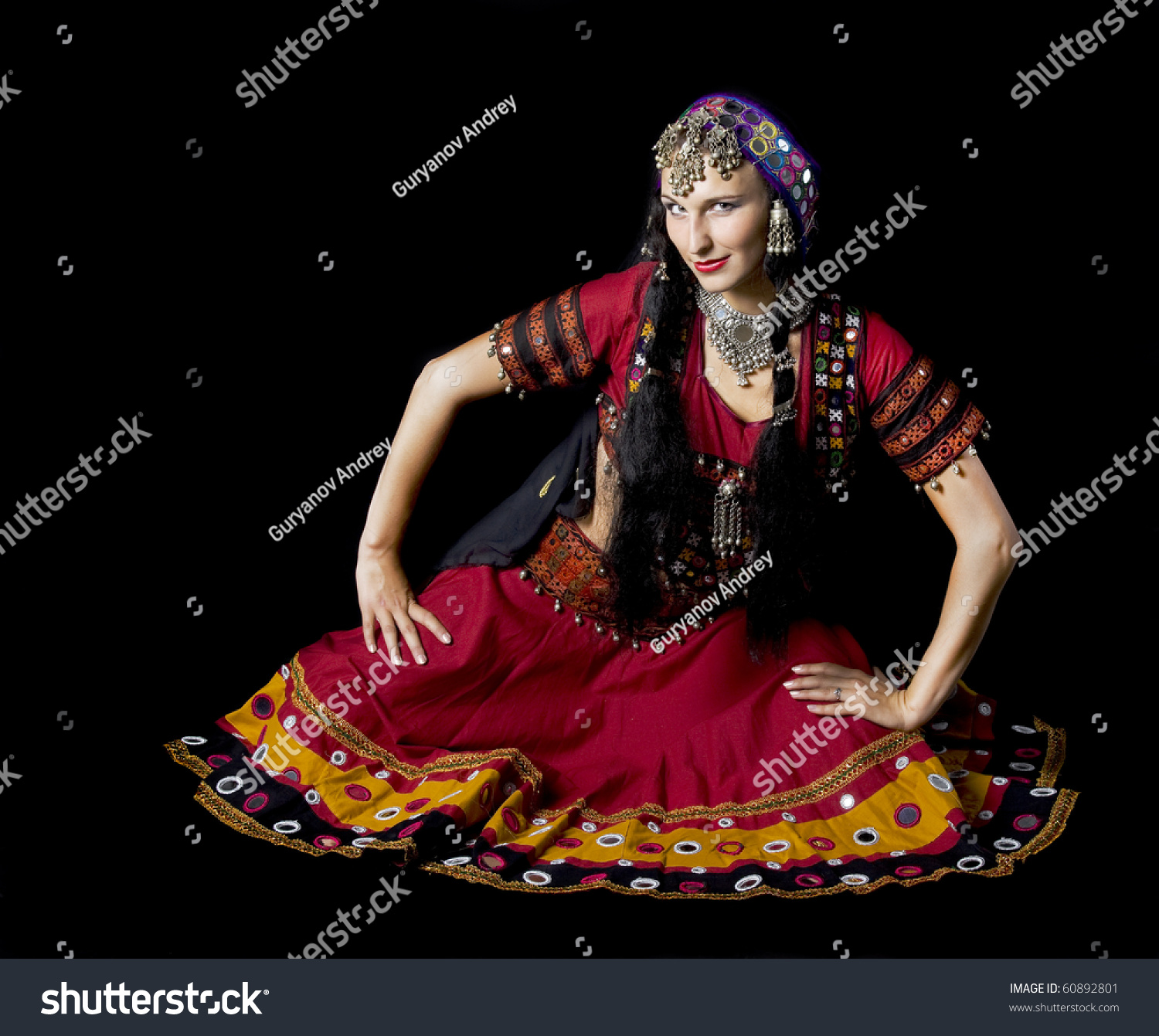 Young Woman Sit In Traditional Indian Cloth Stock Photo 60892801 ...