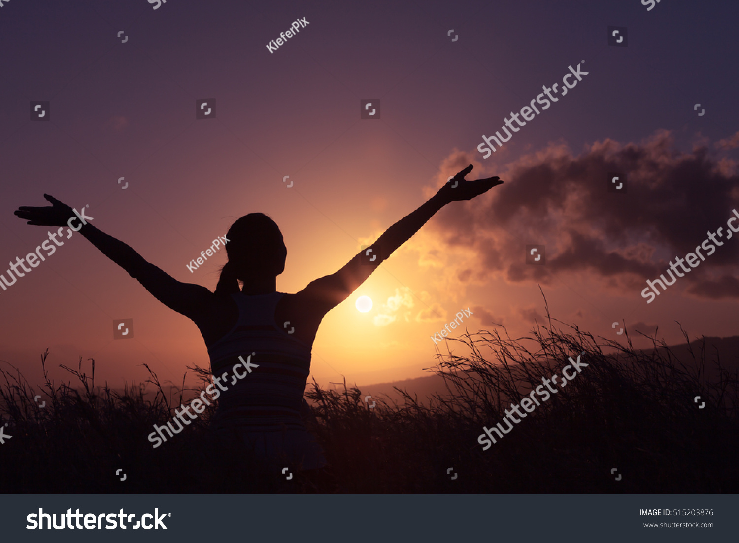 Young Woman Standing Open Field Her Stock Photo (Edit Now) 515203876