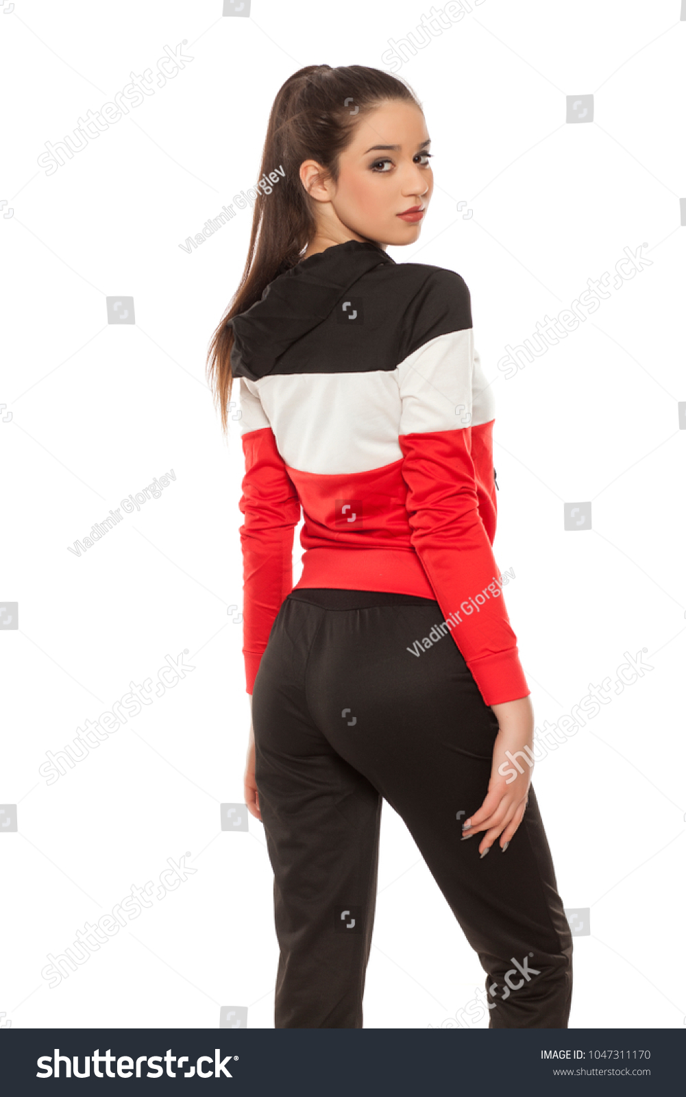 black and red tracksuit womens