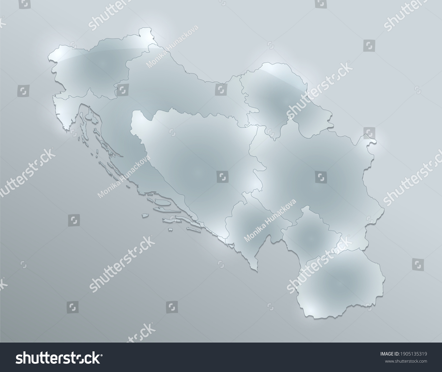 Yugoslavia Map Administrative Division Separates Regions Stock ...