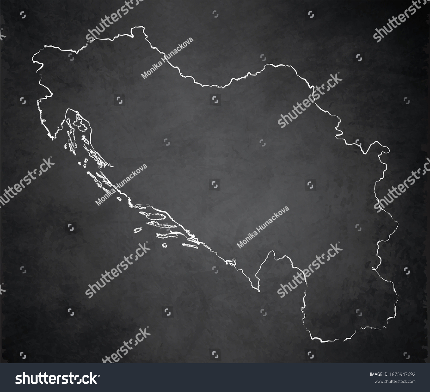 Yugoslavia Map Card Blackboard Chalkboard Blank Stock Illustration ...