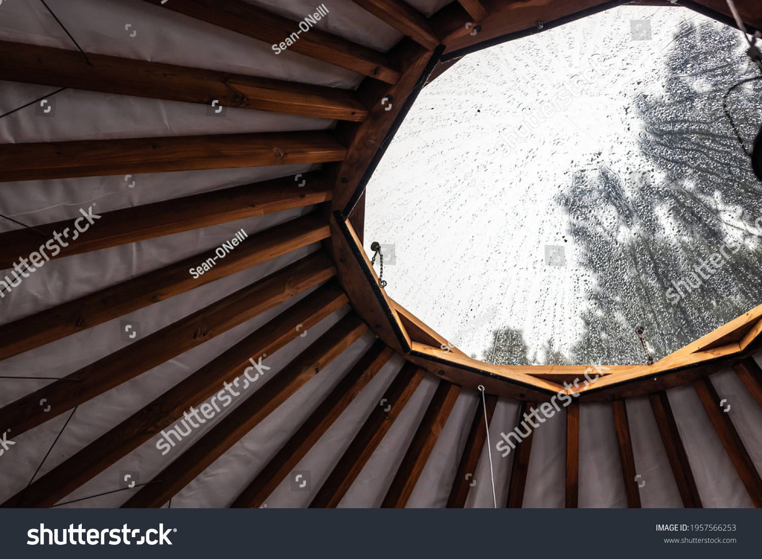 Yurt Skylight On Rainy Day Stock Photo 1957566253 Shutterstock