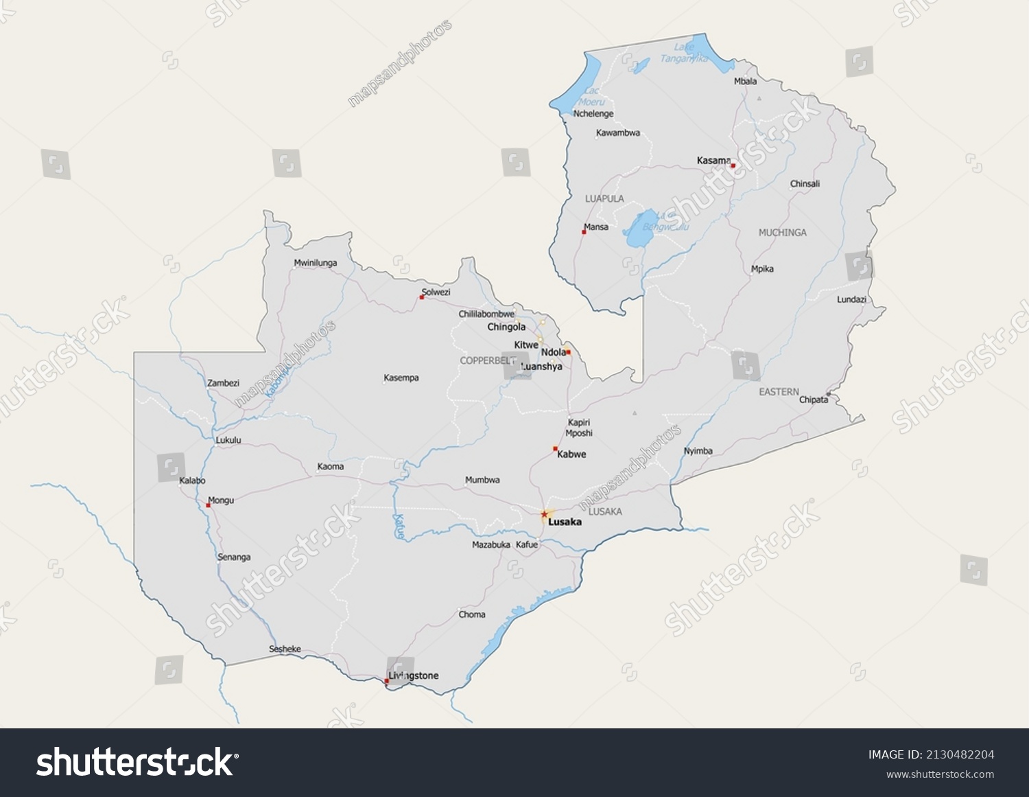 Zambia Political Map Capital National Borders Stock Illustration 2130482204 Shutterstock 