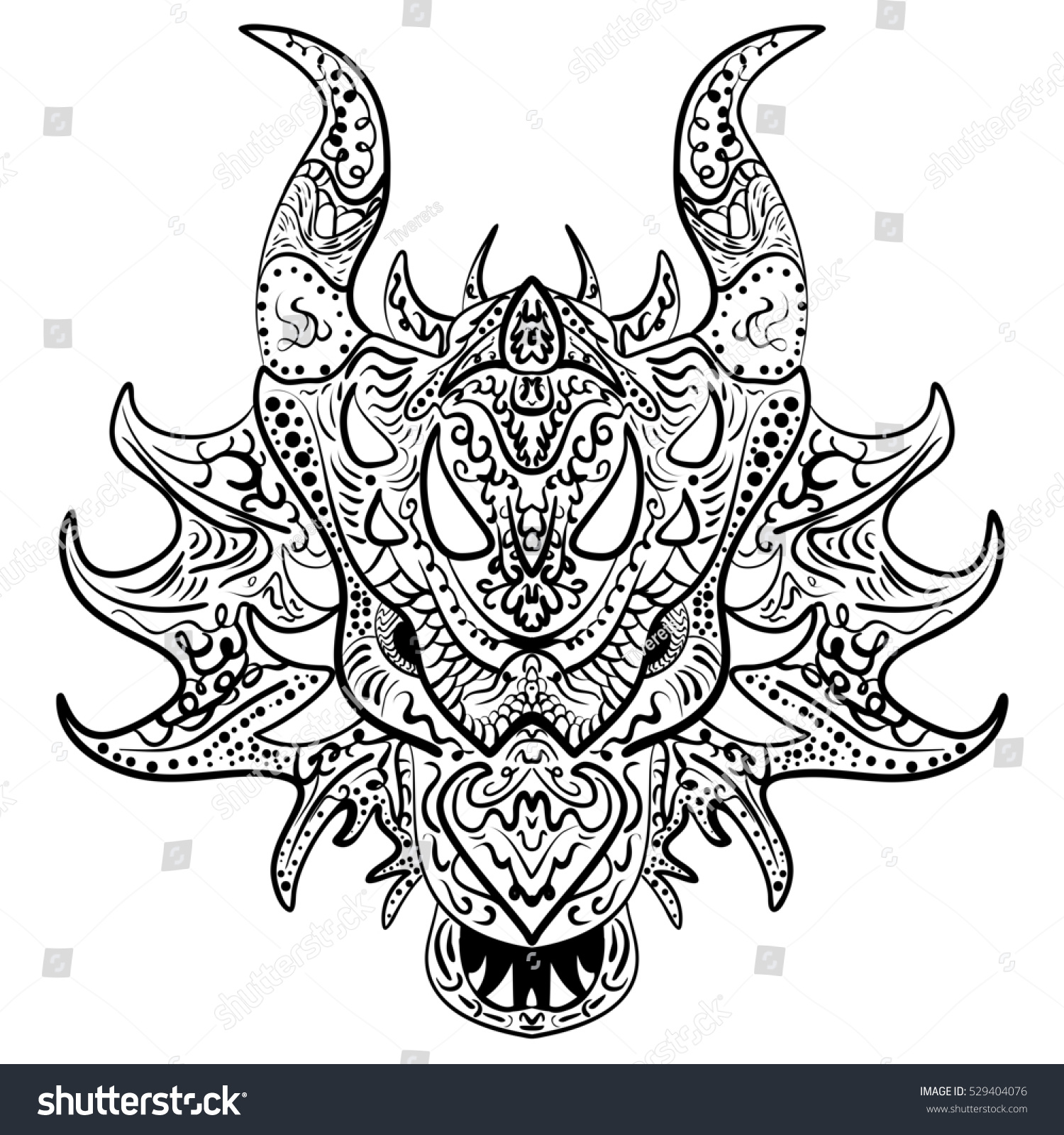 Download Zentangle Stylized Dragon Doodle Head Zen Stock ...