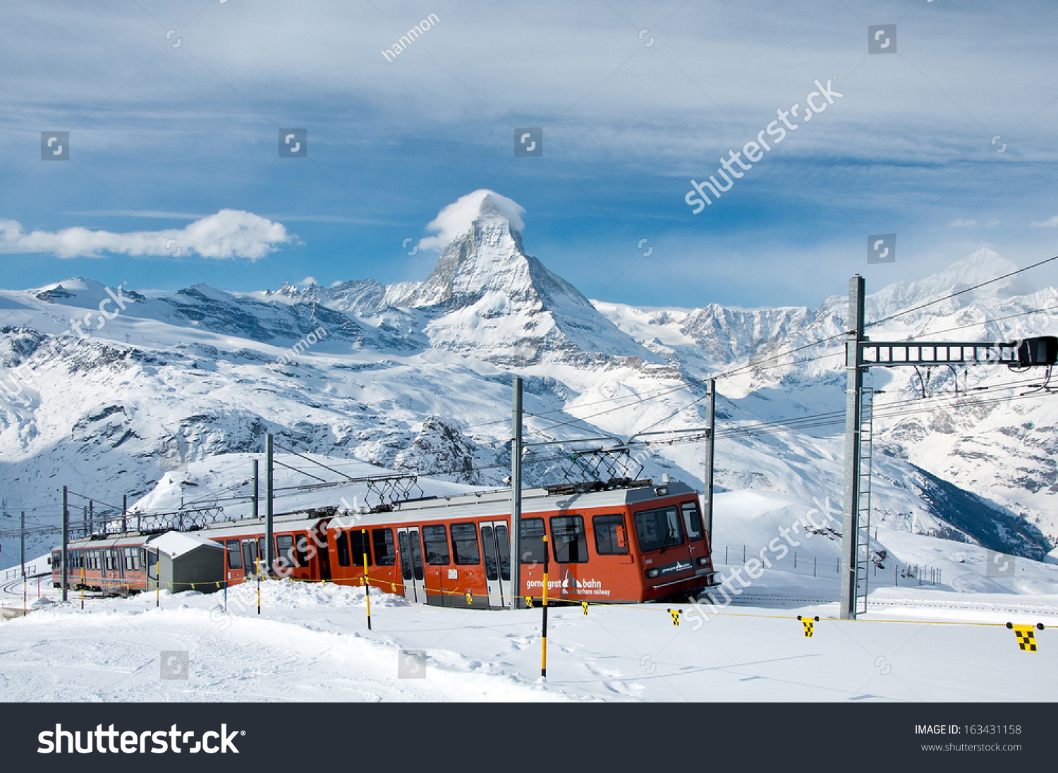 Zermatt January 17 Red Train Climbing Stock Photo 163431158 - Shutterstock