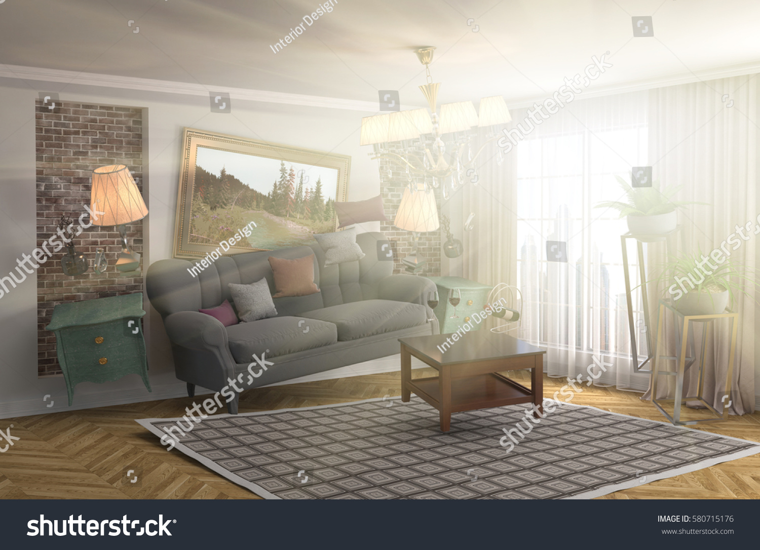 Zero Gravity Sofa Hovering Living Room Stock Illustration