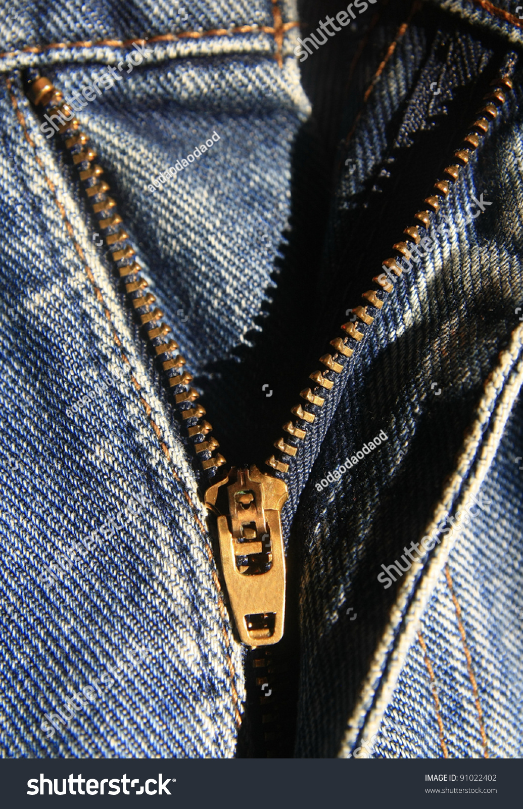Zipper Of Blue Jeans Stock Photo 91022402 : Shutterstock