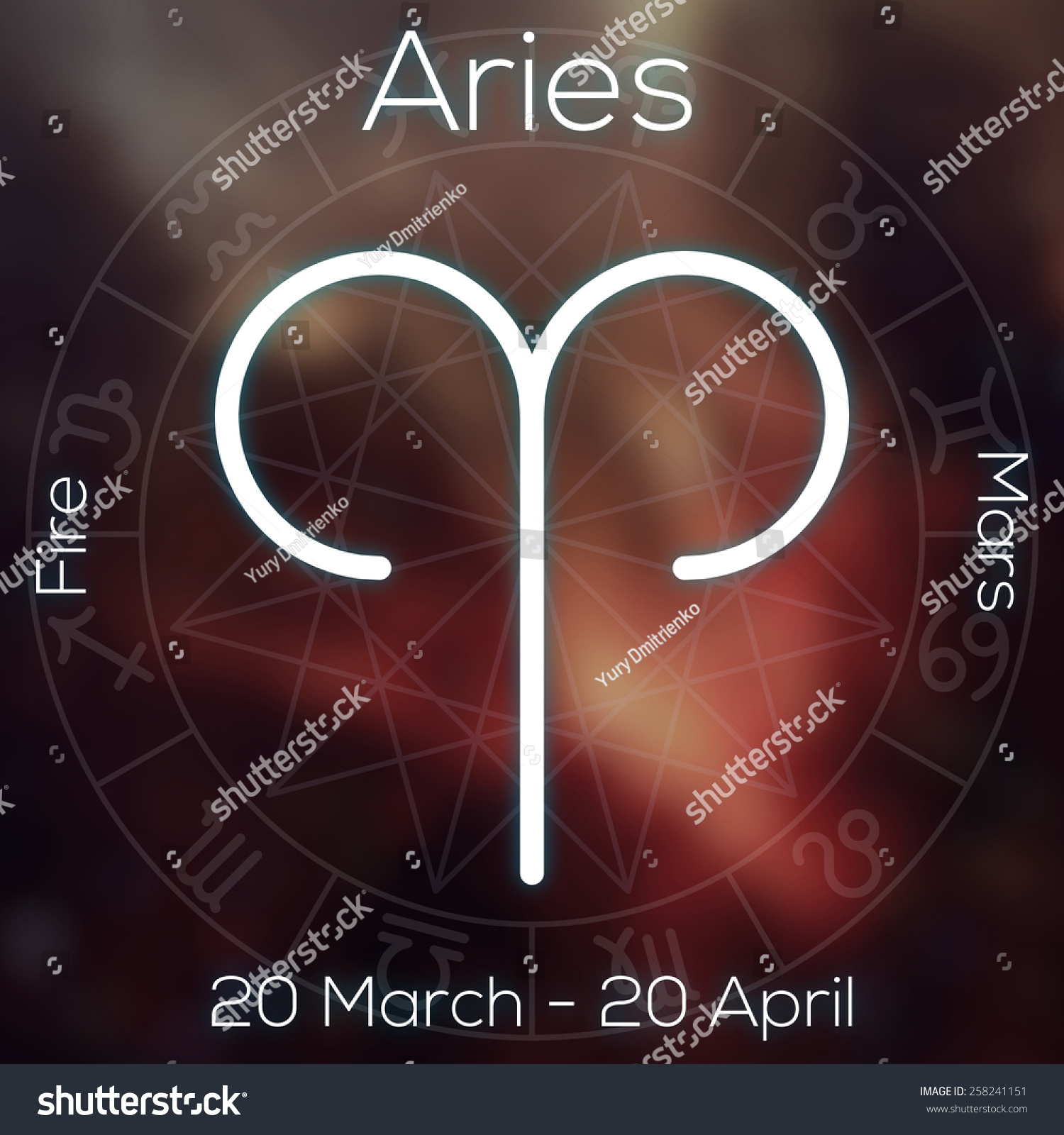Zodiac Sign Aries White Line Astrological Stock Illustration 258241151 ...