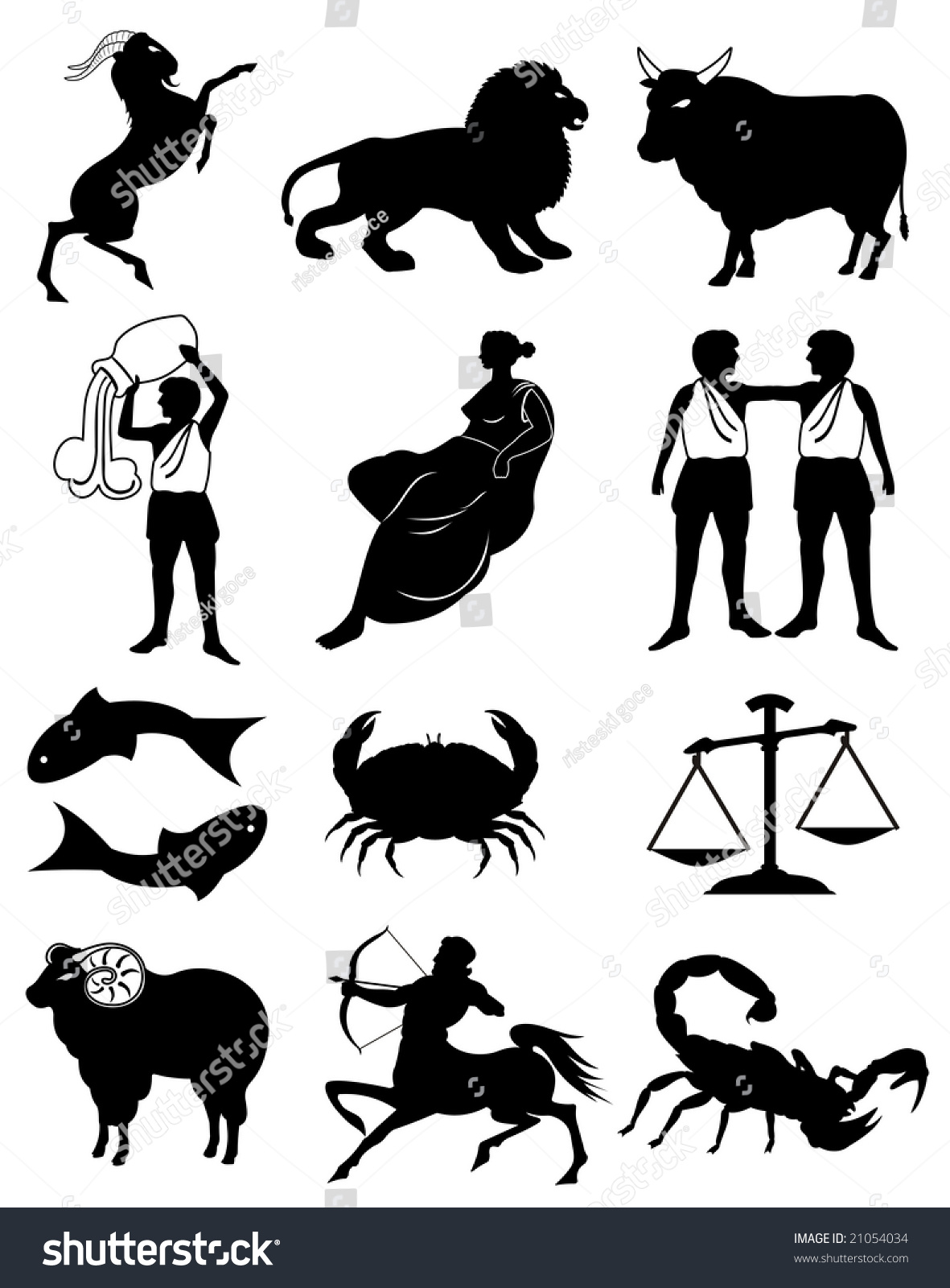 Zodiac Sign Black Silhouette Stock Illustration 21054034