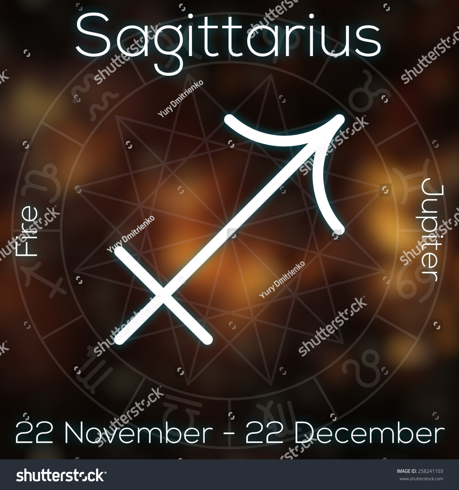Zodiac Sign Sagittarius White Line Astrological Stock Illustration ...