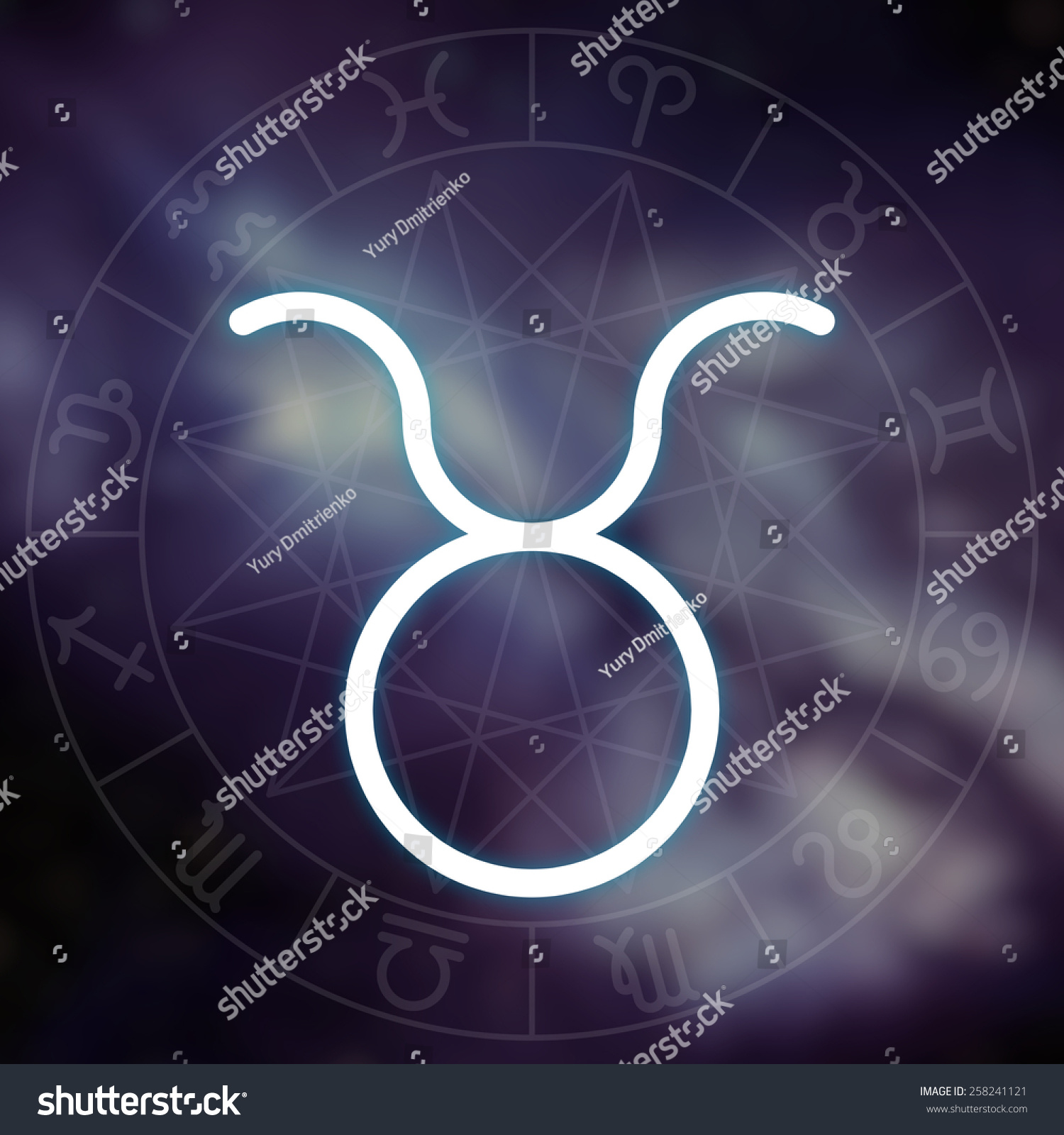 Zodiac Sign - Taurus. White Thin Simple Line Astrological Symbol On ...