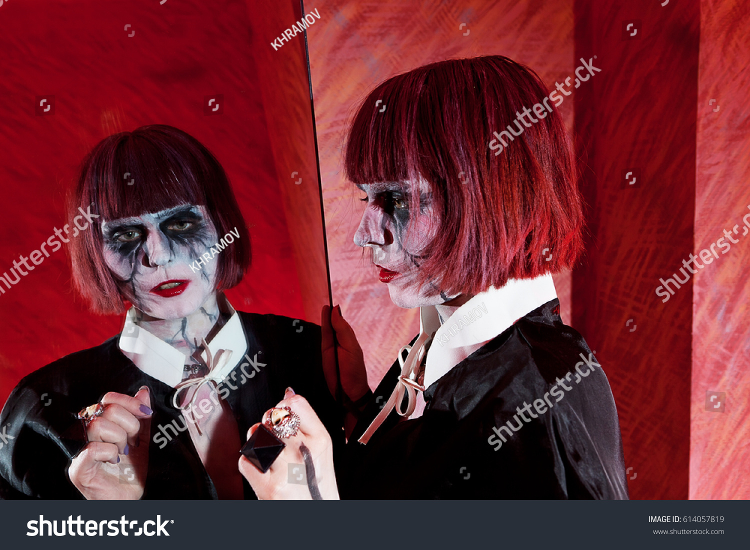 Zombie Girl Short Red Hair Her Stock Photo Edit Now 614057819