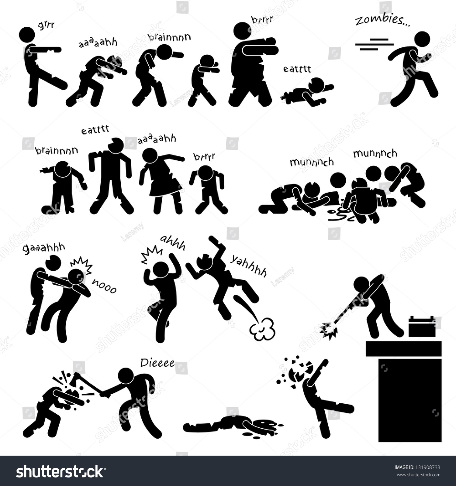 Zombie Undead Attack Apocalypse Survival Defense Outbreak Stick Figure ...