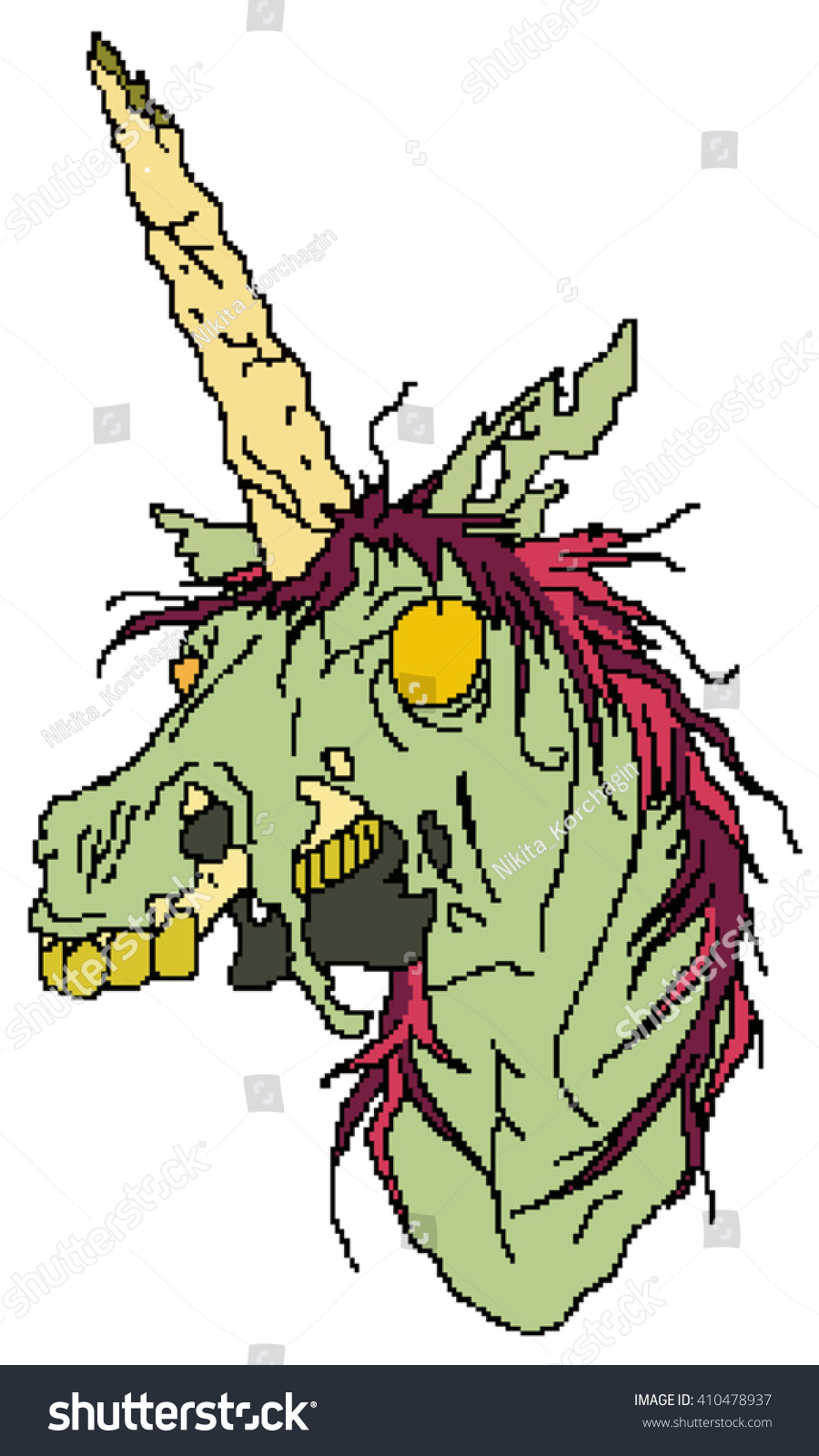 Zombie Unicorn Pixel Art Stock Illustration 410478937