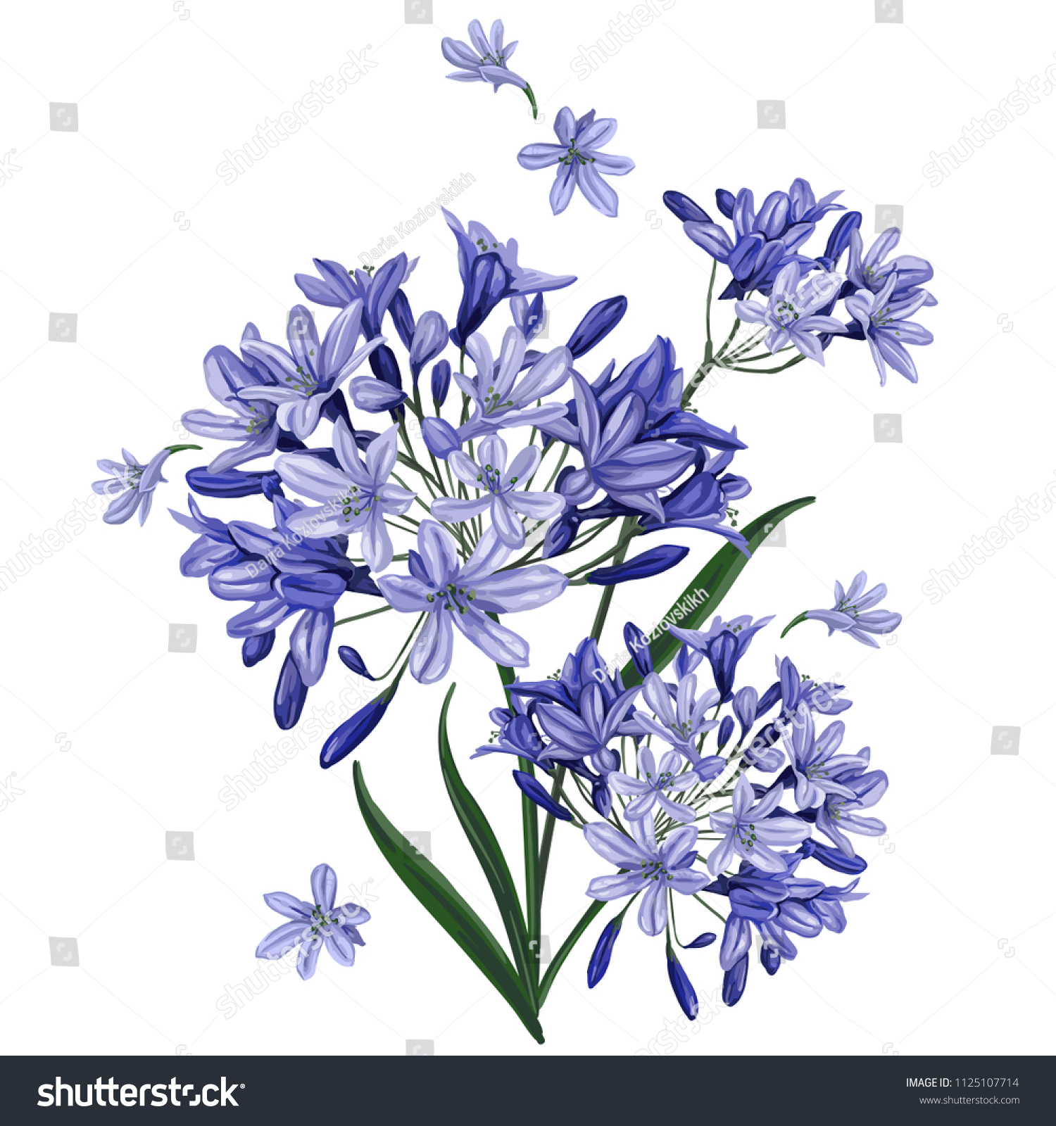 SVG of 
A bouquet of blue flowers on a white background. Isolated drawing. svg