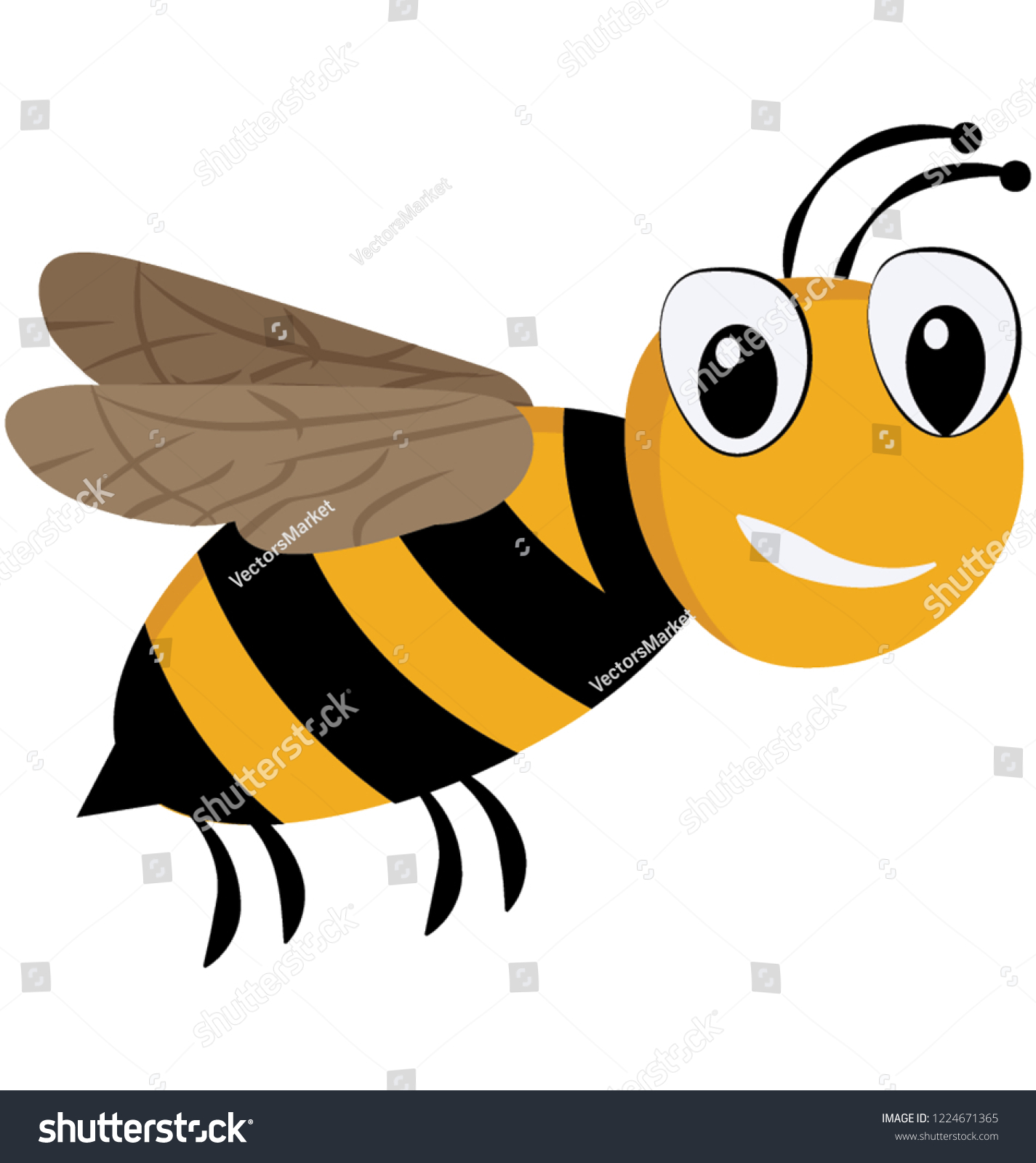 Cartoon Bee Wings Stock Vector (Royalty Free) 1224671365 Shutterstock