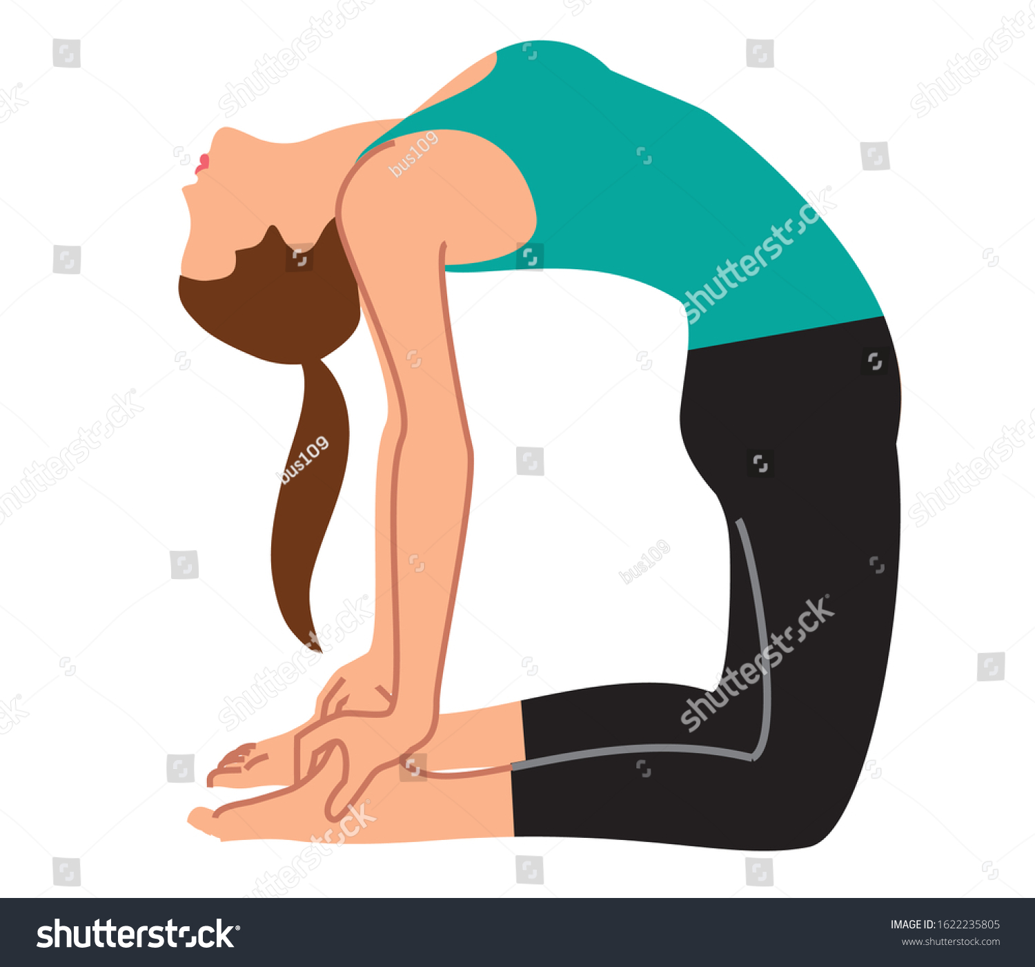 Girl Doing Camel Yoga Pose Exercise Stock Vector (Royalty Free ...