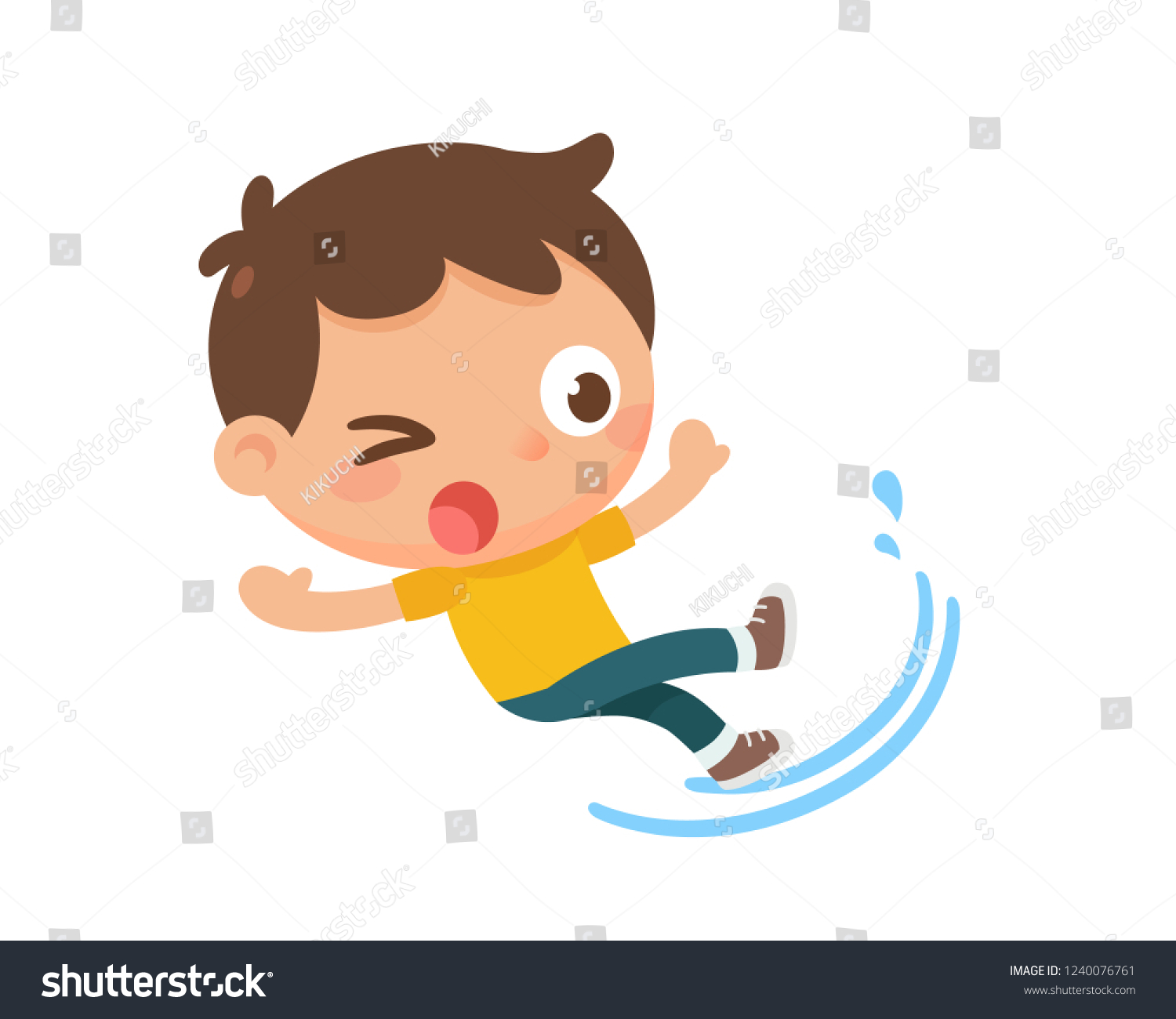 Slipping Kid Tread On Water Flat Stock Vector (Royalty Free) 1240076761 ...