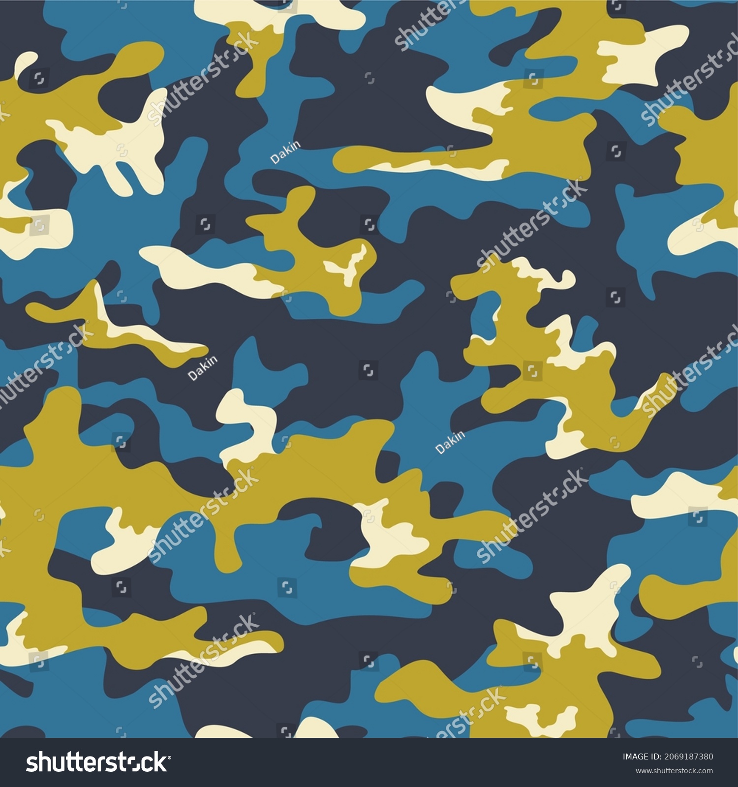 Abstract Blue Camouflage Yellow Spots Vector Stock Vector (Royalty Free ...