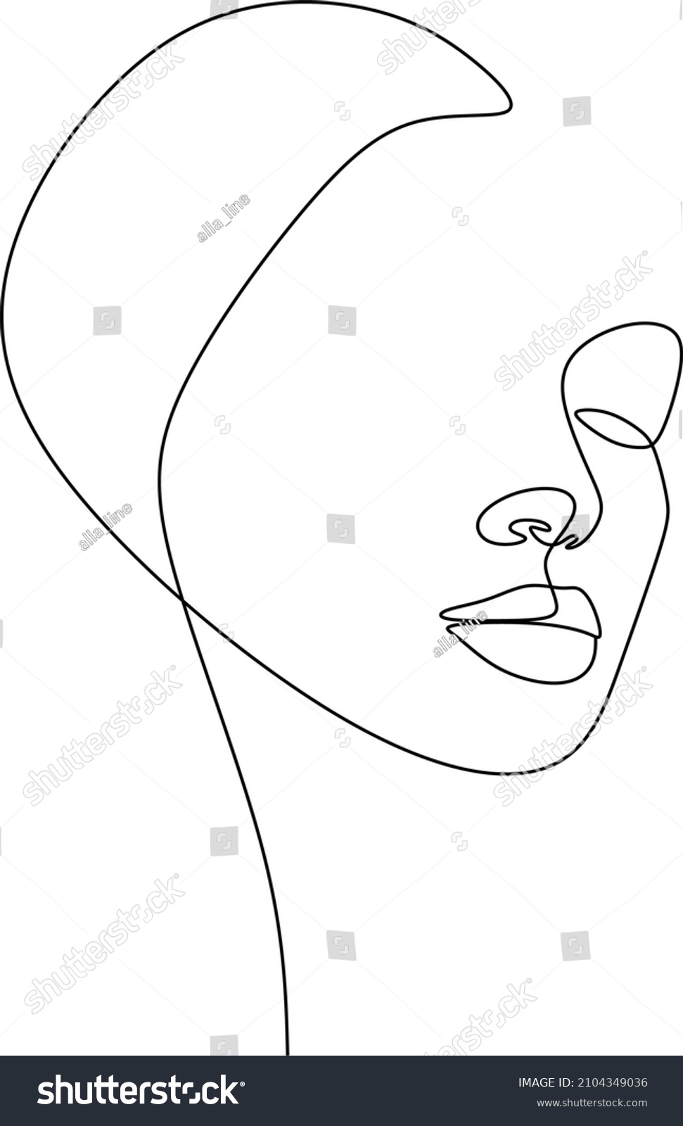 Abstract Woman Face One Line Drawing Stock Vector Royalty Free 2104349036 4815